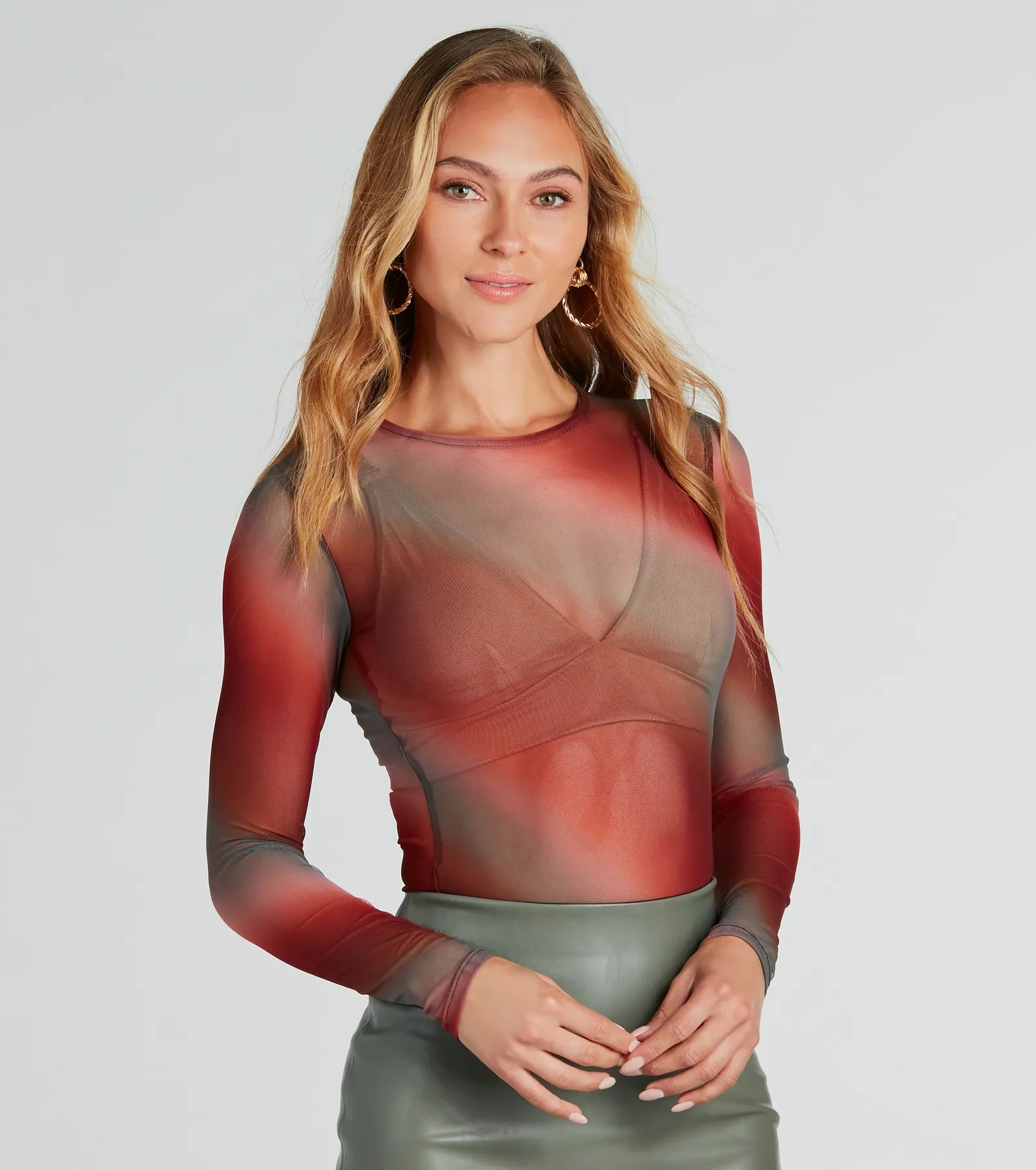 Here To Allure Ombre Sheer Mesh Bodysuit