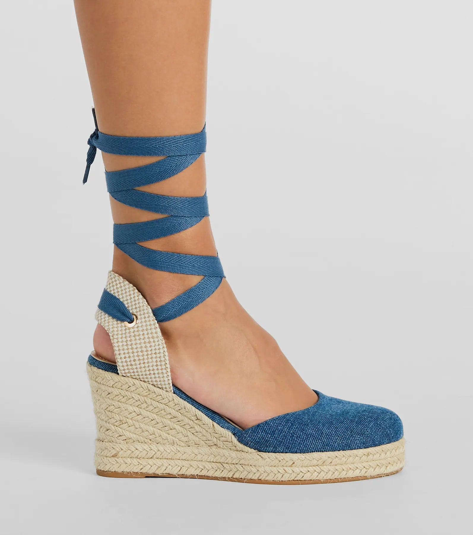 Beachy Dreams Denim Lace-Up Espadrille Wedges