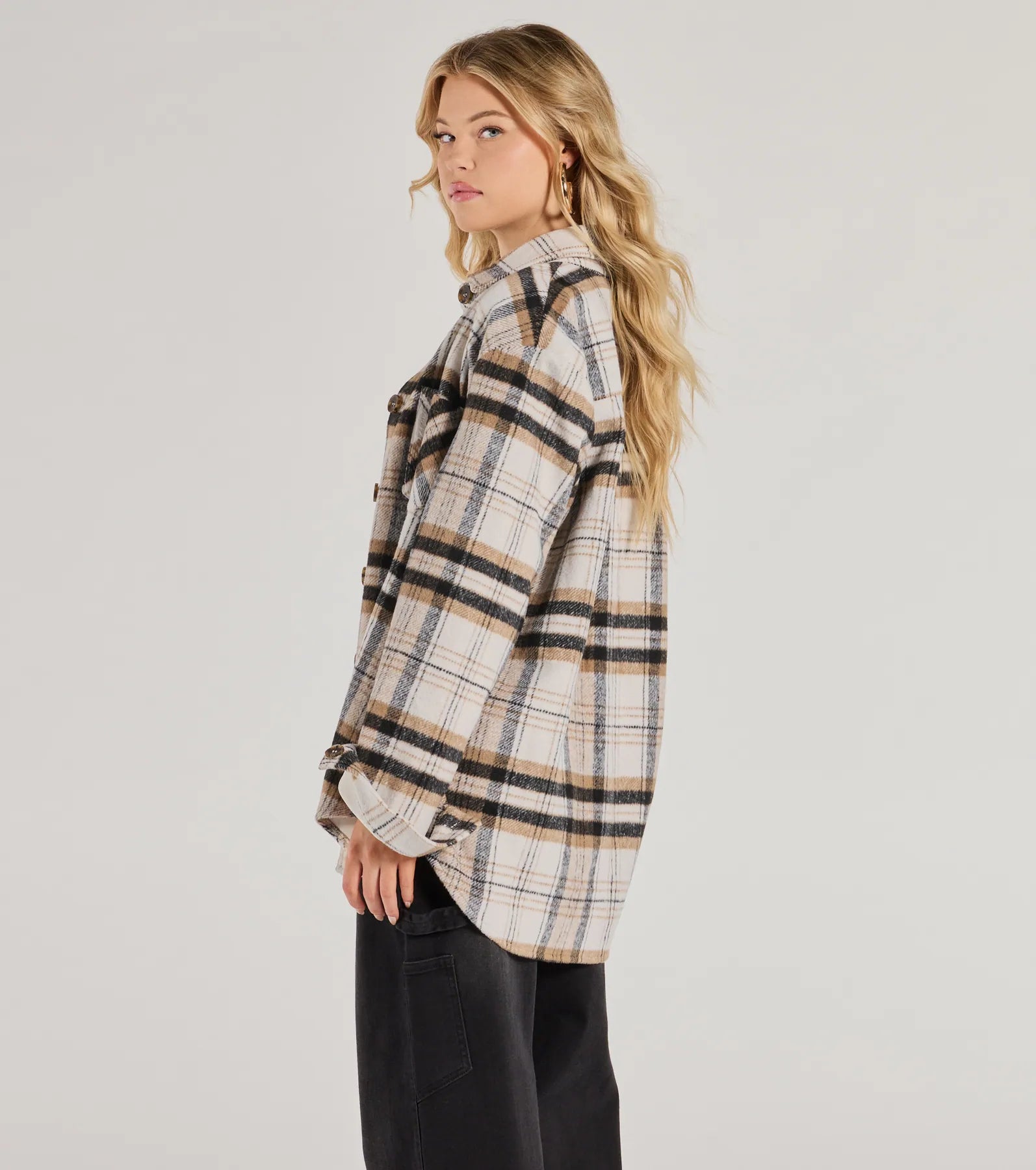 Cozy Layer Plaid Woven Shacket