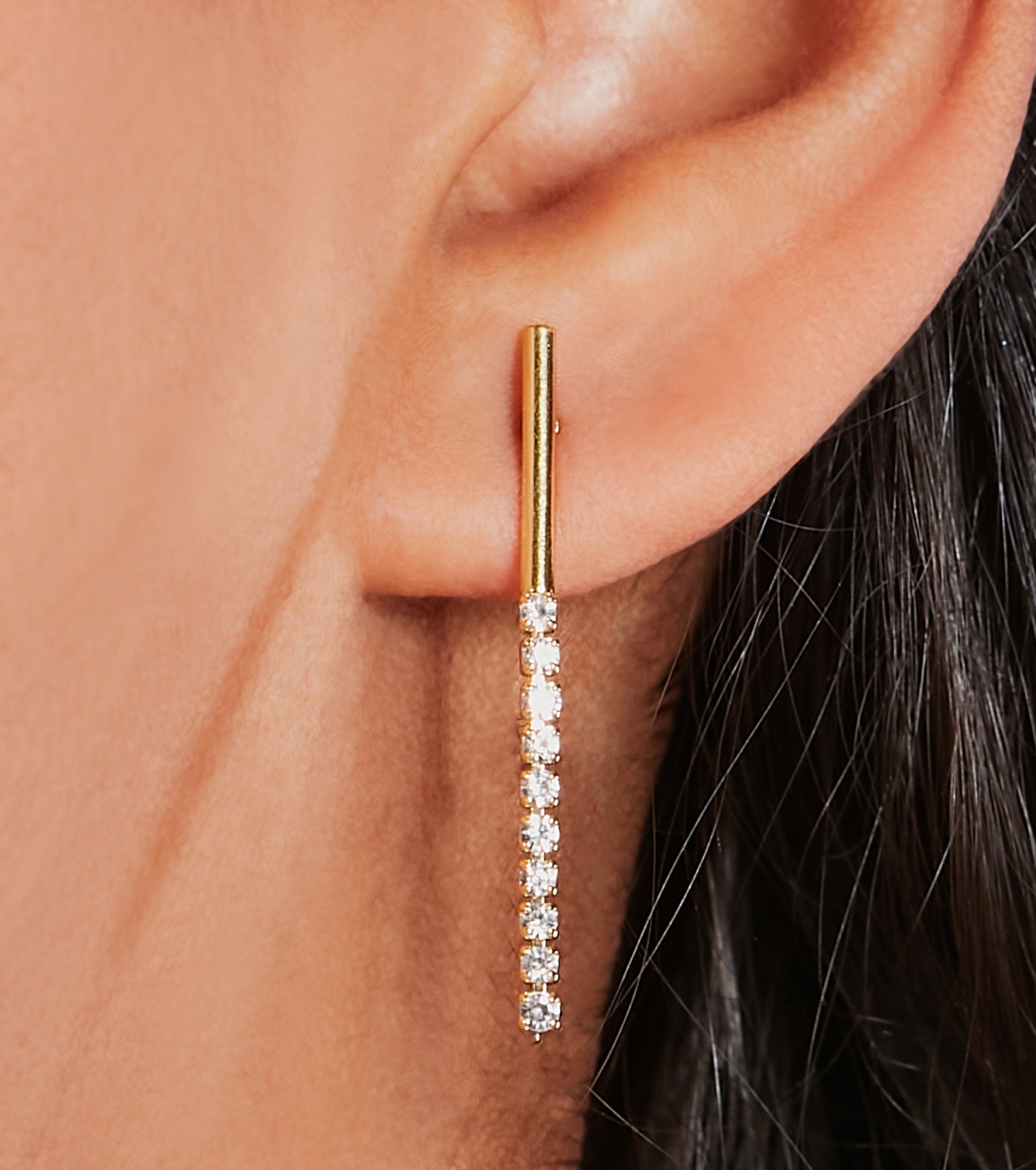 Dainty Shine 14K Gold Plated Cubic Zirconia Fringe Earrings