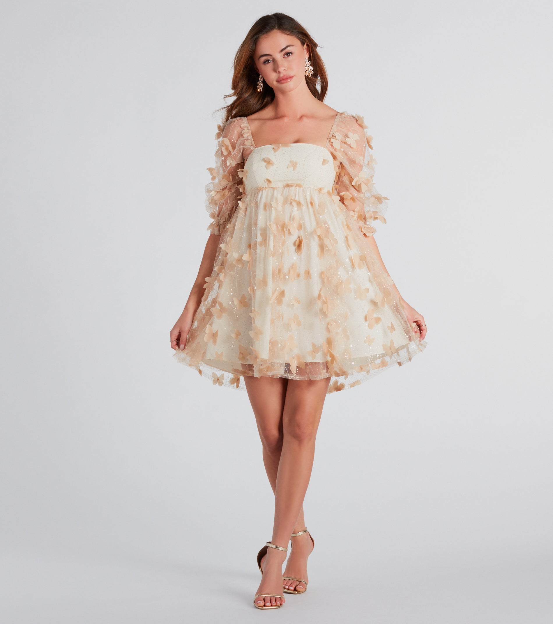 Butterfly Princess Square Neck Babydoll Dress