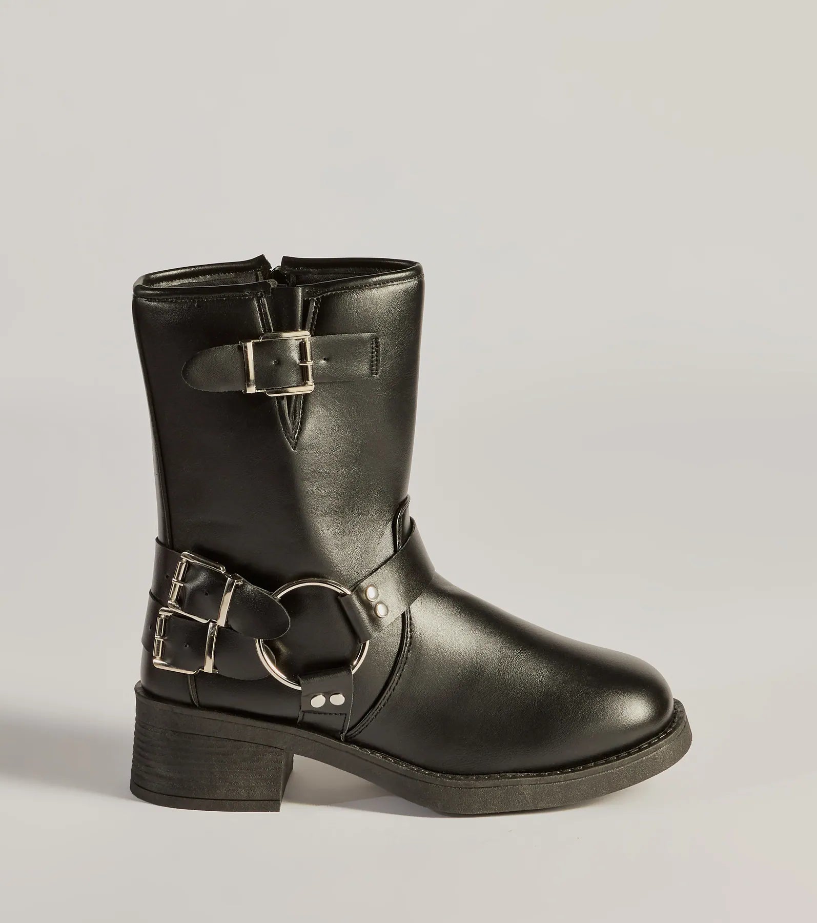 Feelin' Edgy Buckle Strap Moto Booties