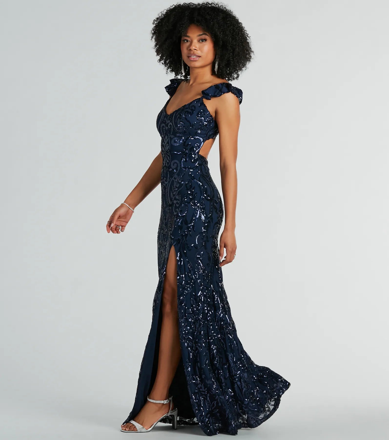 Estella V-Neck Mermaid Long Sequin Formal Dress