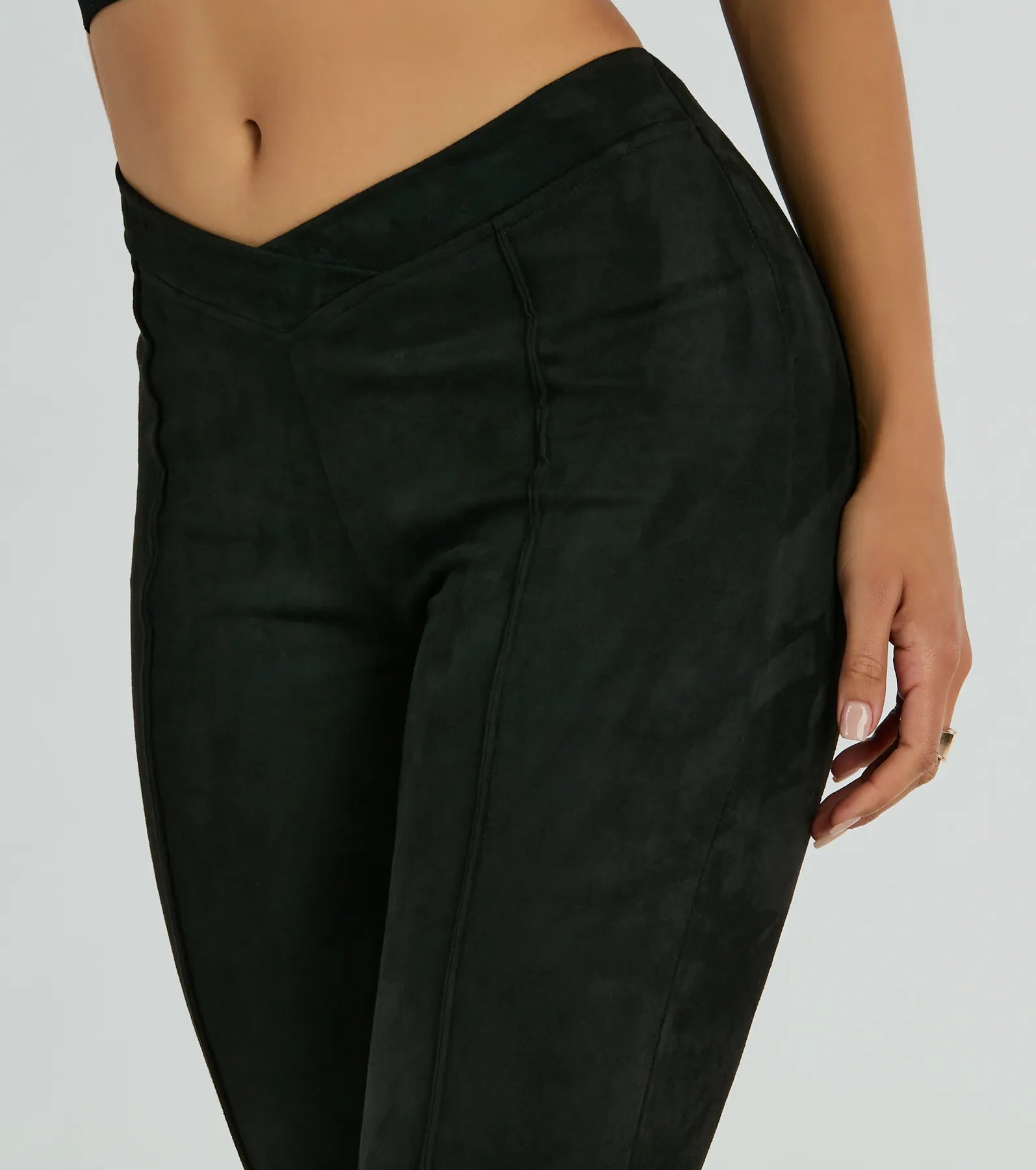 Season Of Compliments Faux Suede Flare Pants