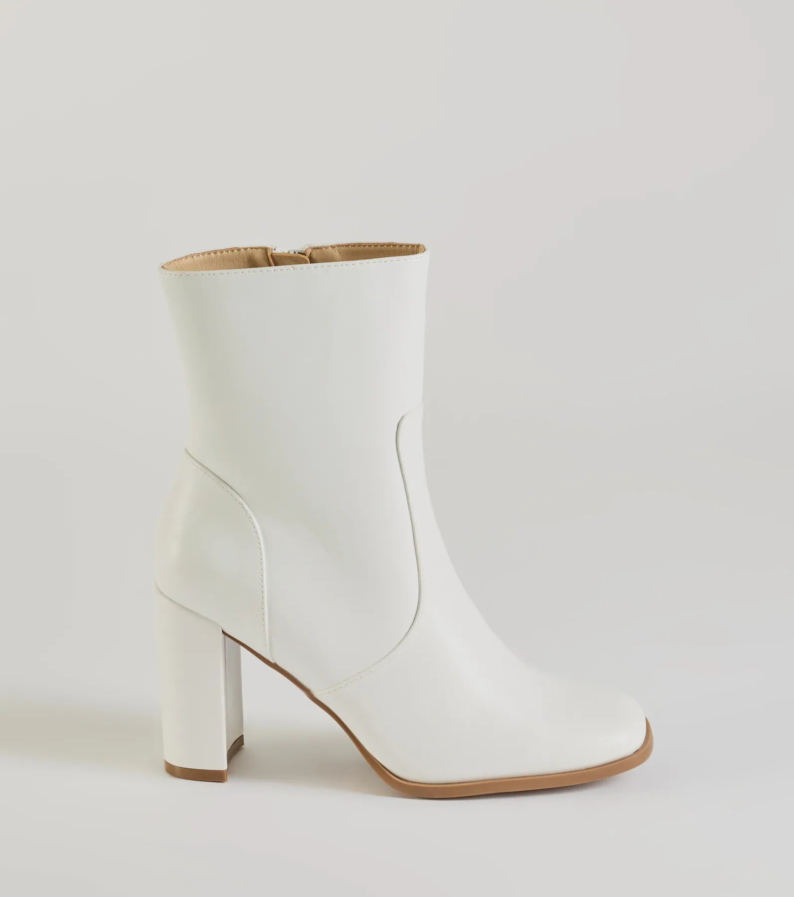 Sleek Fave Faux Leather Block Heel Booties