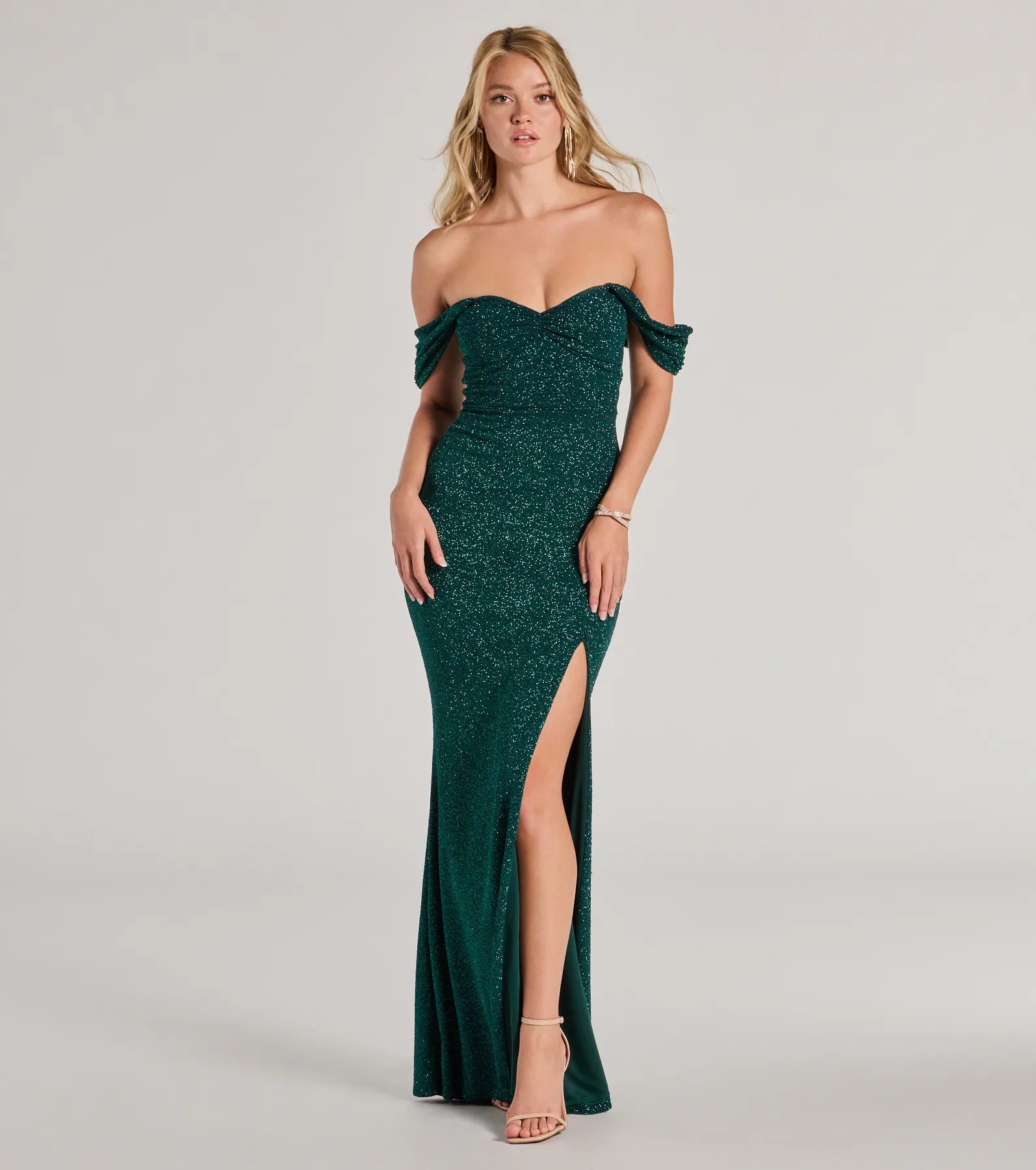 Tamara Off-The-Shoulder Mermaid Glitter Formal Dress