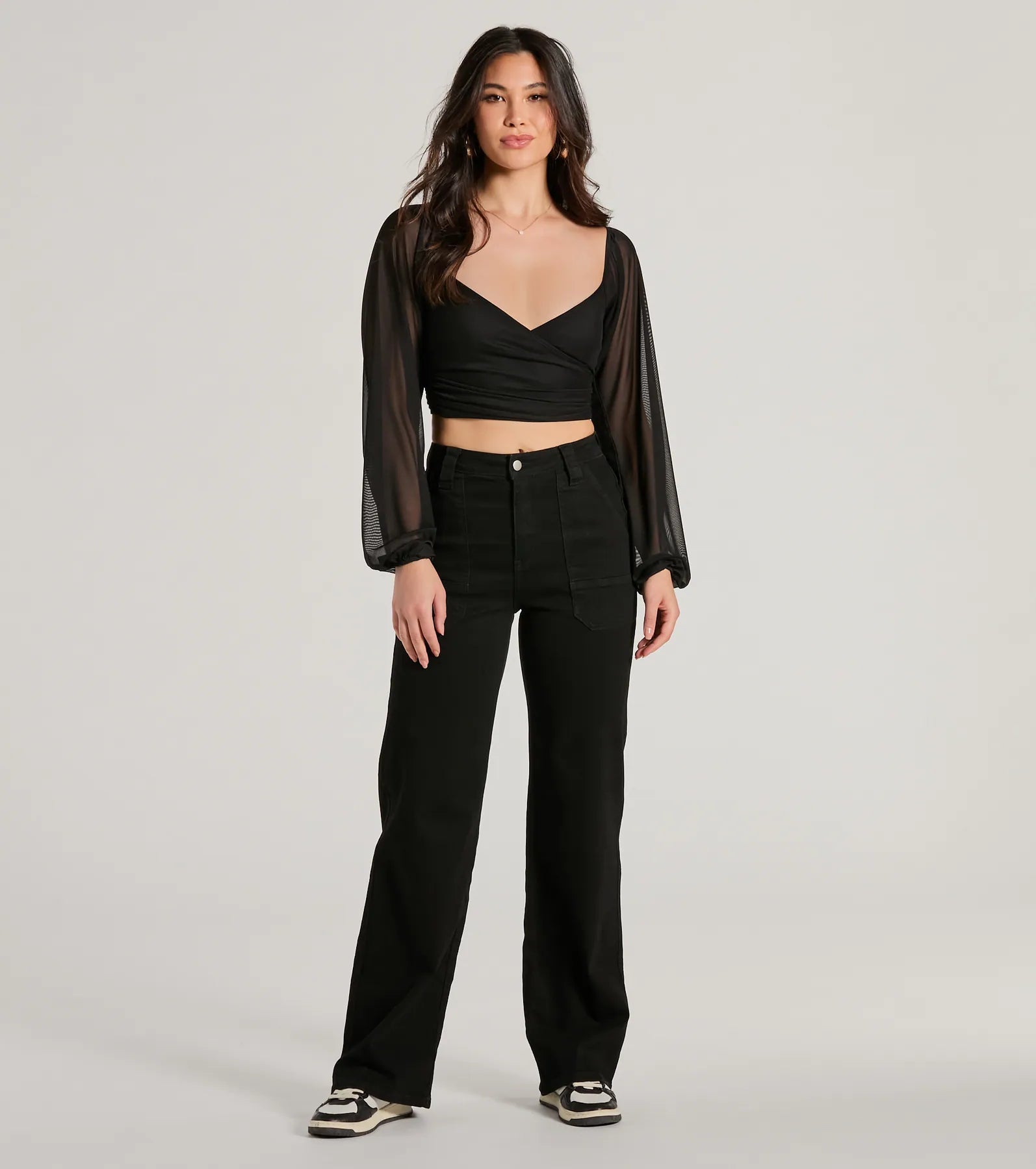 Ahead Of The Trend Surplice V-Neck Crop Top