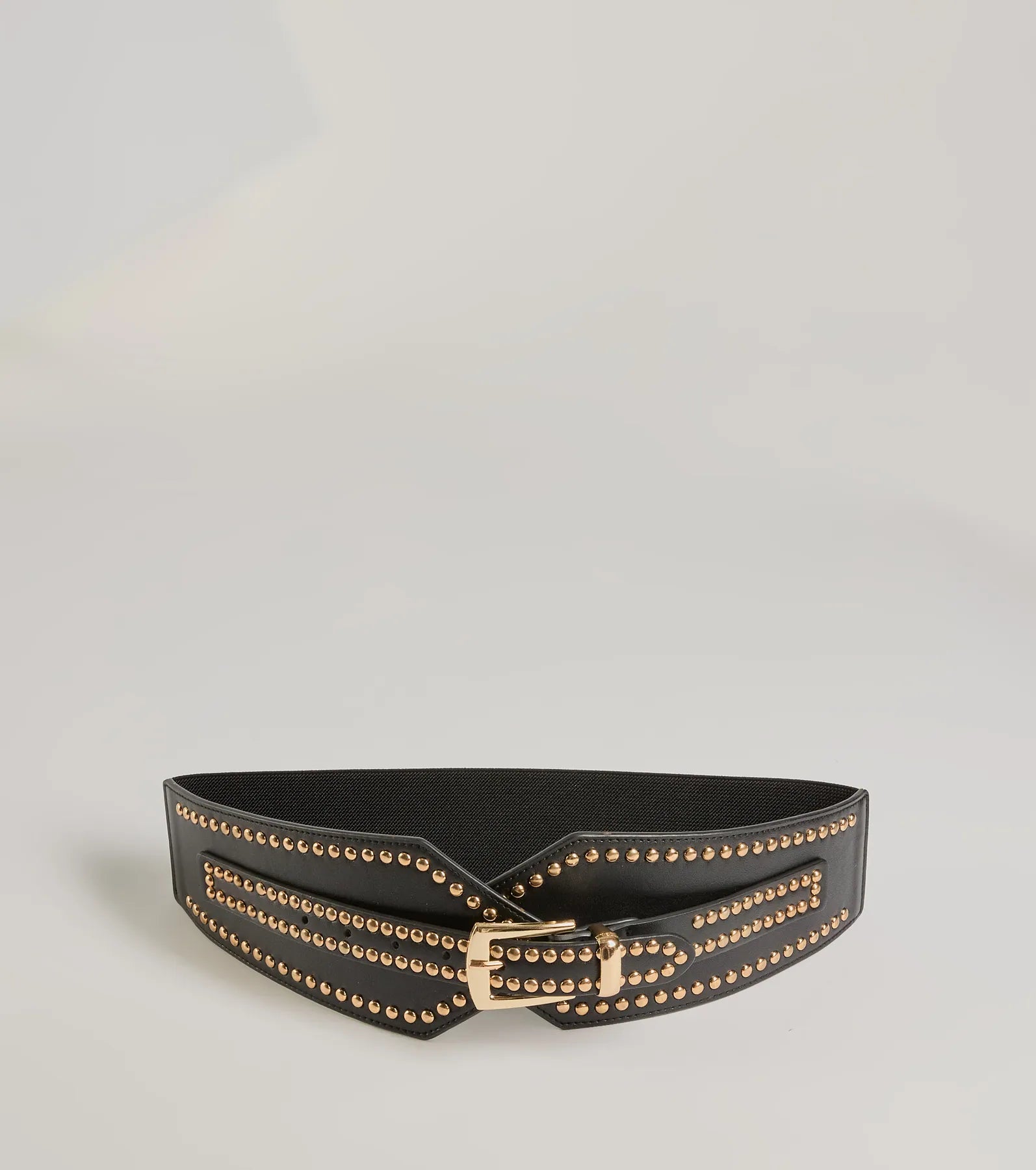 Rebel Edge Faux Leather Studded Stretch Belt