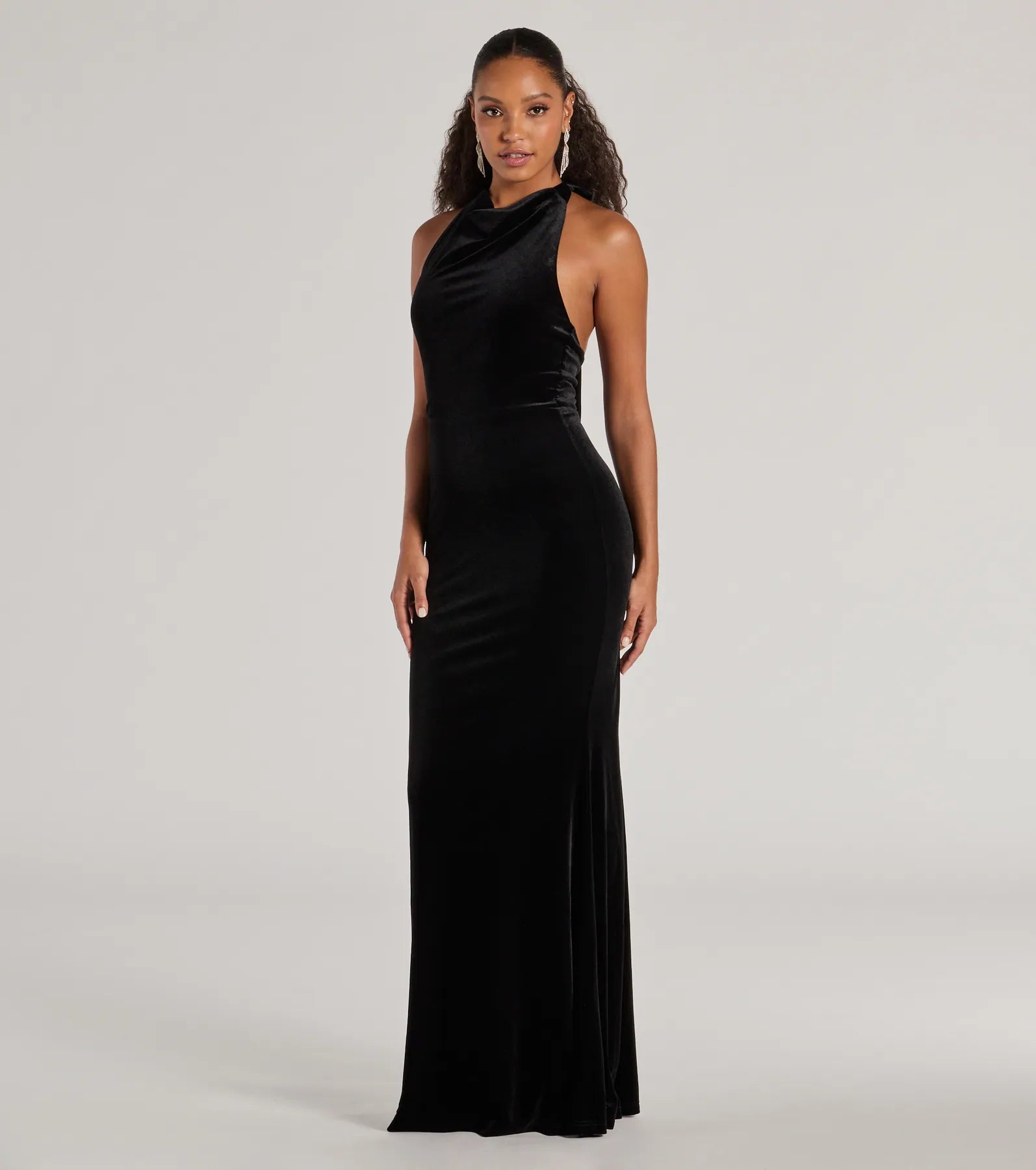 Nara Long Velvet Halter Mermaid Dress