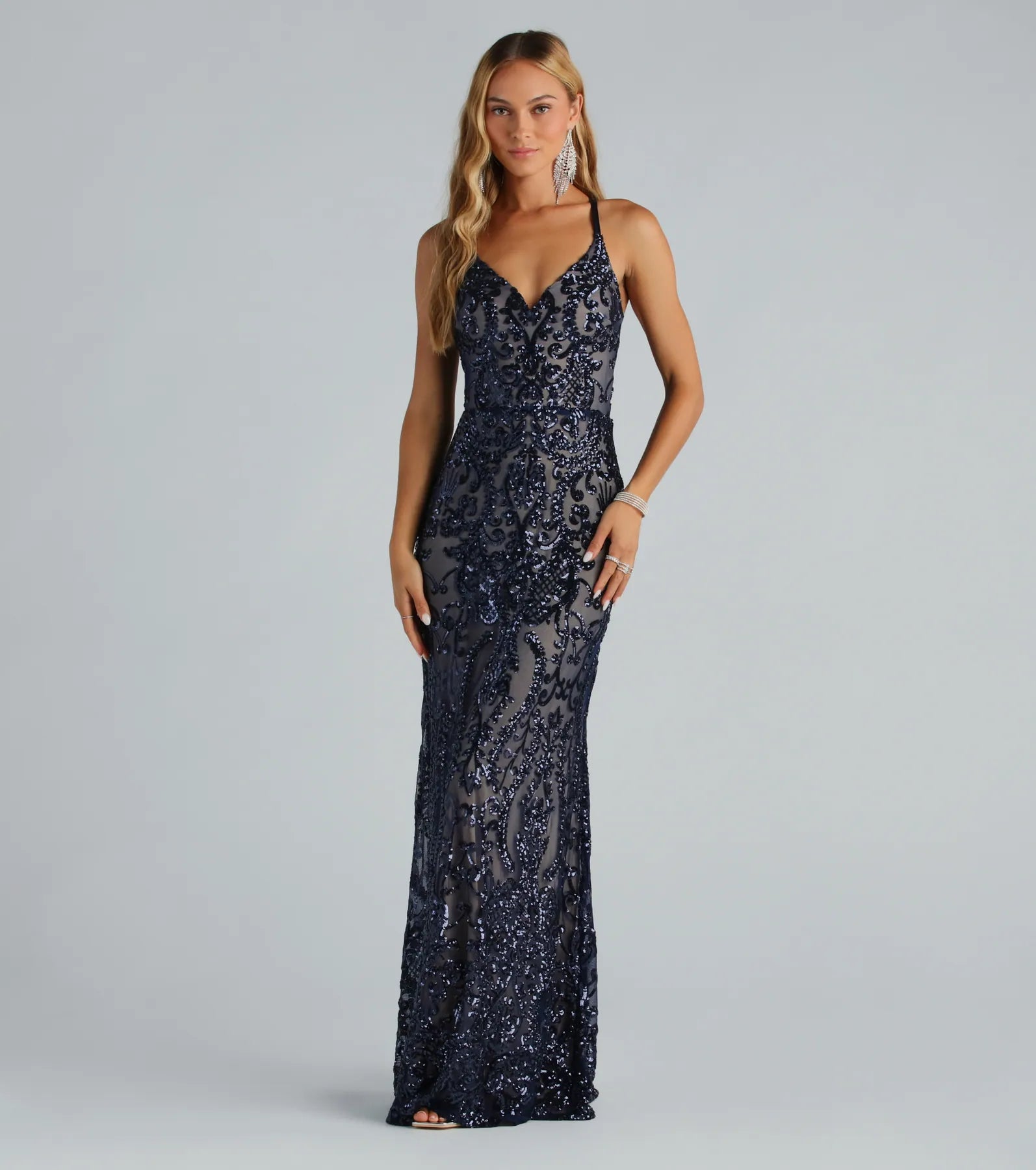 Karissa Formal Sequin Strappy Mermaid Dress