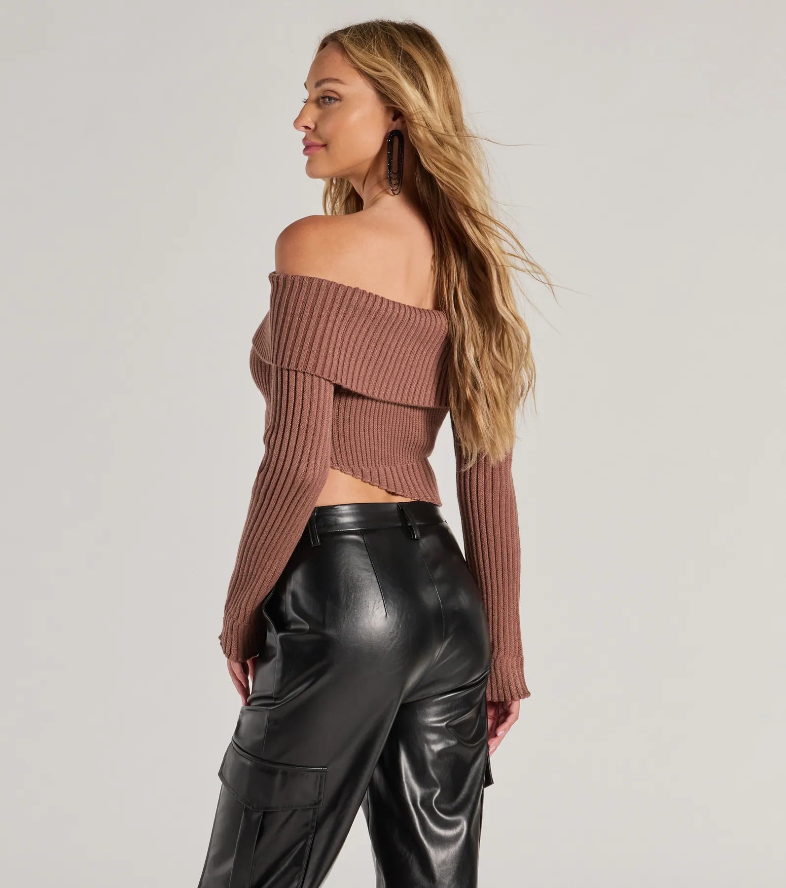 Always Got The Glam Off-The-Shoulder Asymmetrical Crop Top