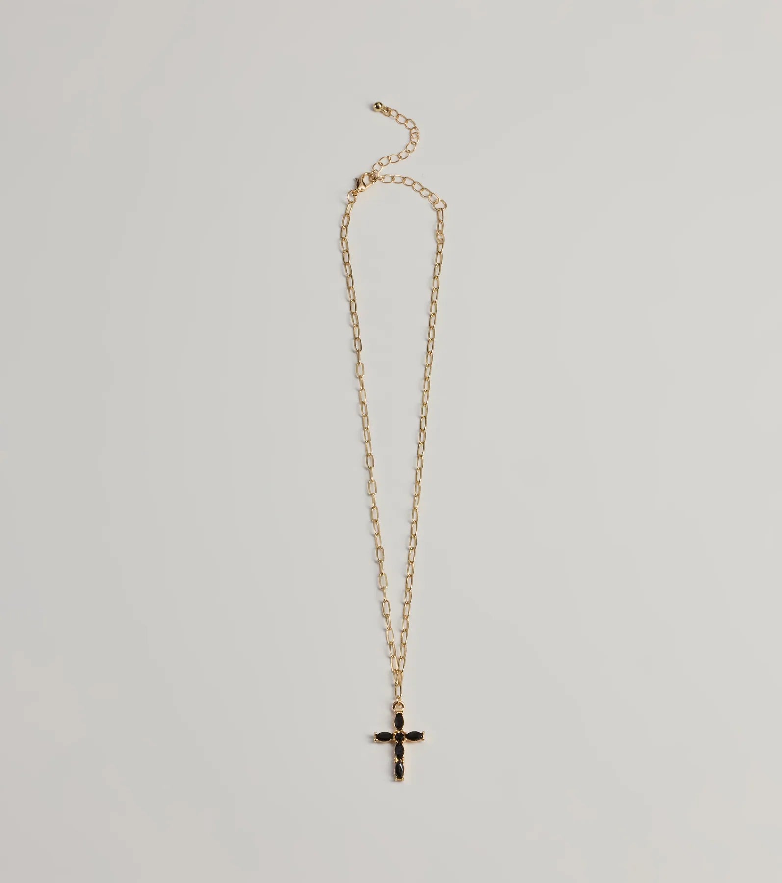 Glam Trend Gemstone Cross Chain Necklace