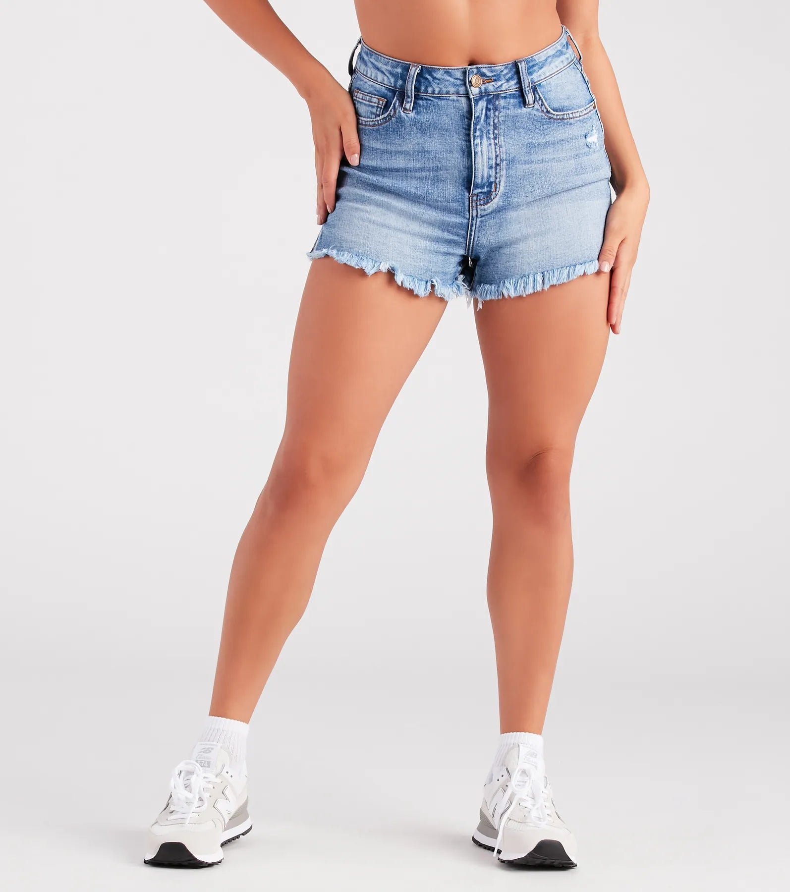 Remy High-Rise Frayed Hem Denim Shorts by Windsor Denim