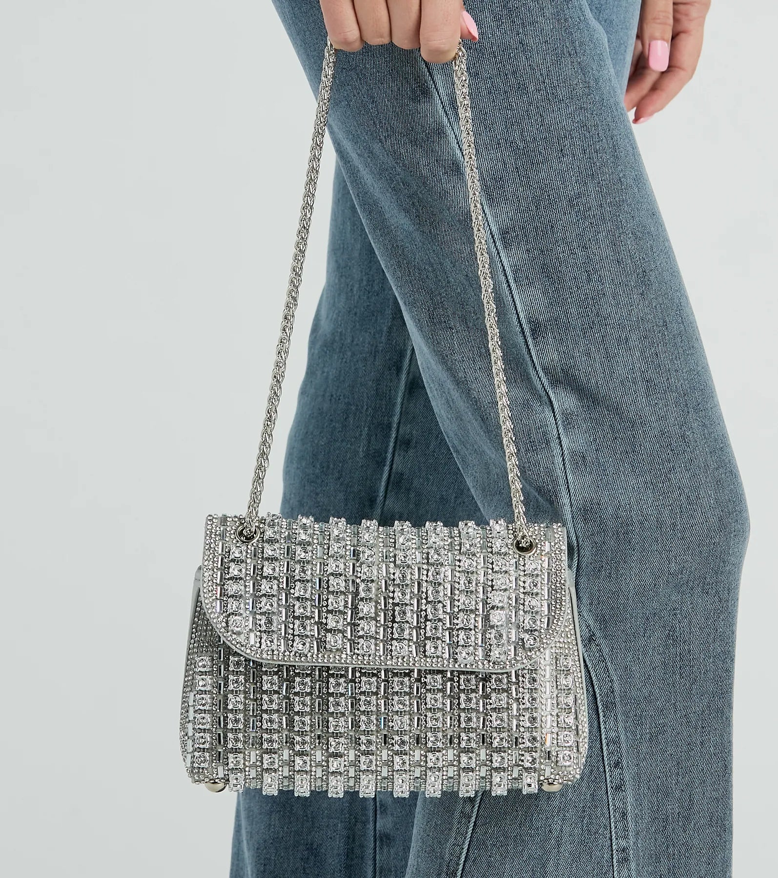 Sparkly Look Rhinestone Crossbody Bag