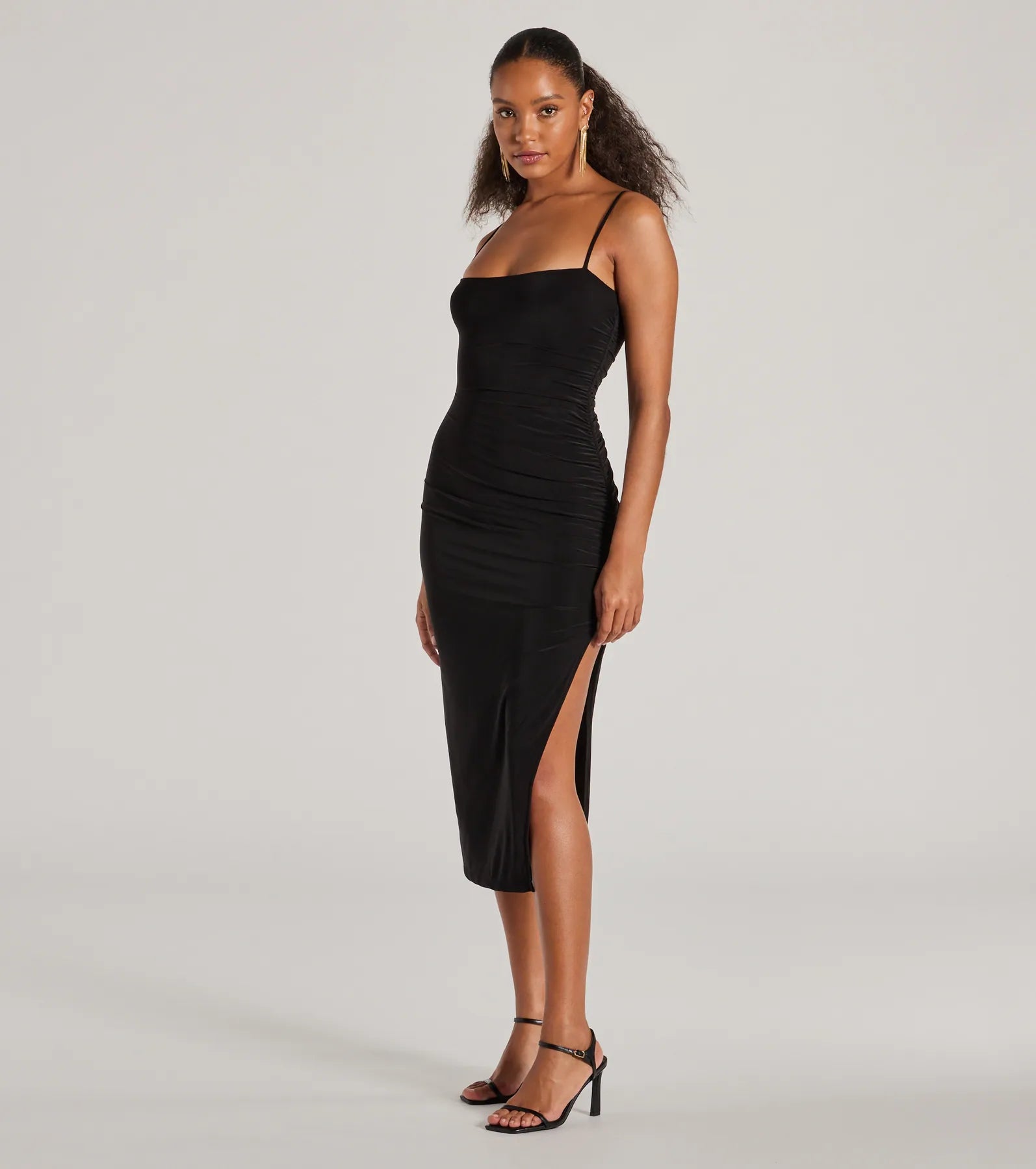 Truly Chic High Slit Bodycon Midi Dress