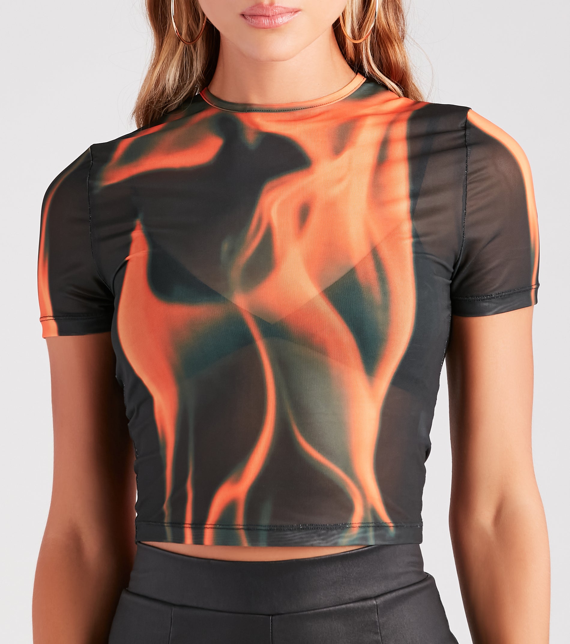 Bring The Heat Flame Print Crop Top