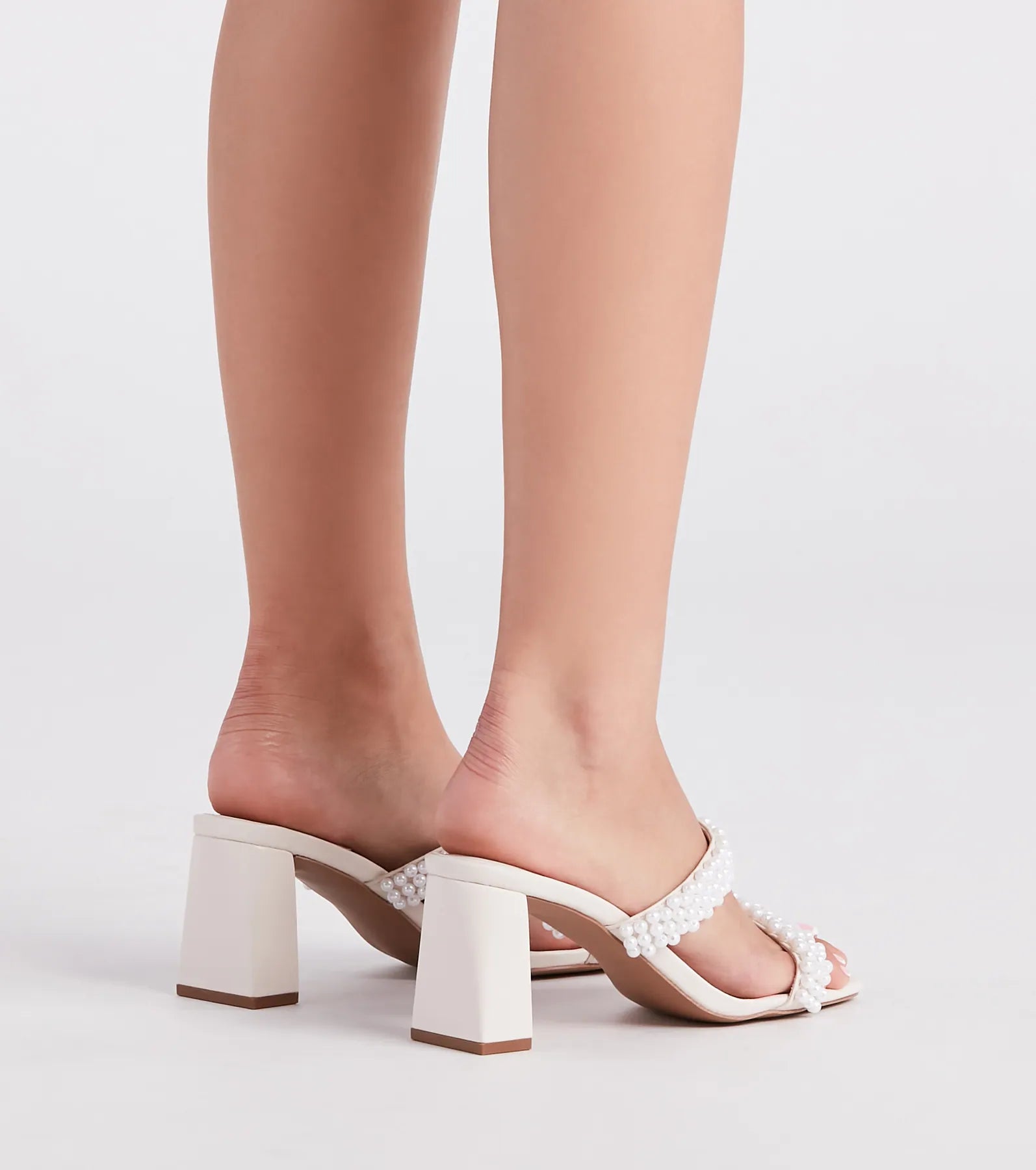 A Fine Romance Faux Pearl Strap Mules