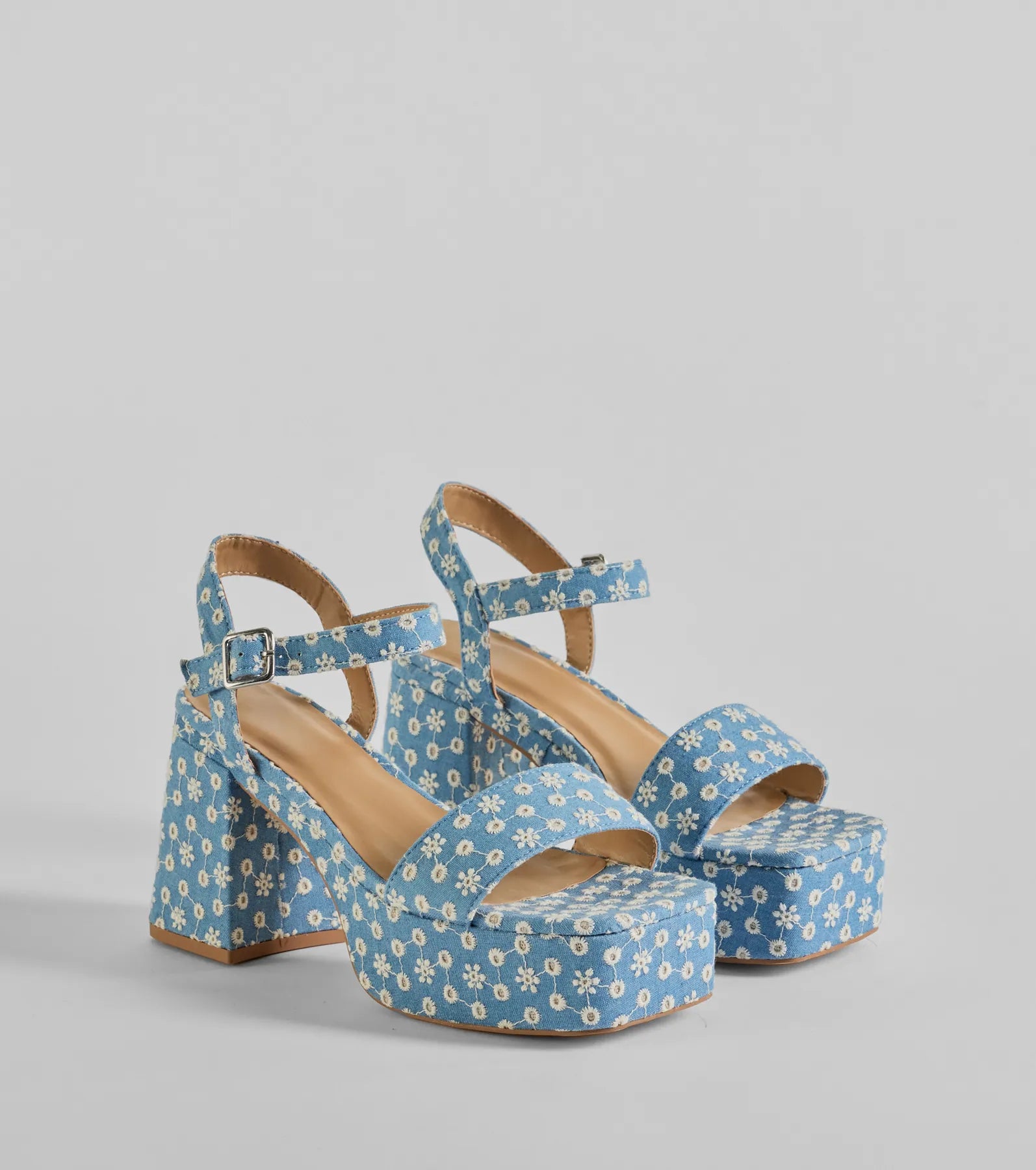 Darling Daisy Platform Denim Block Heels