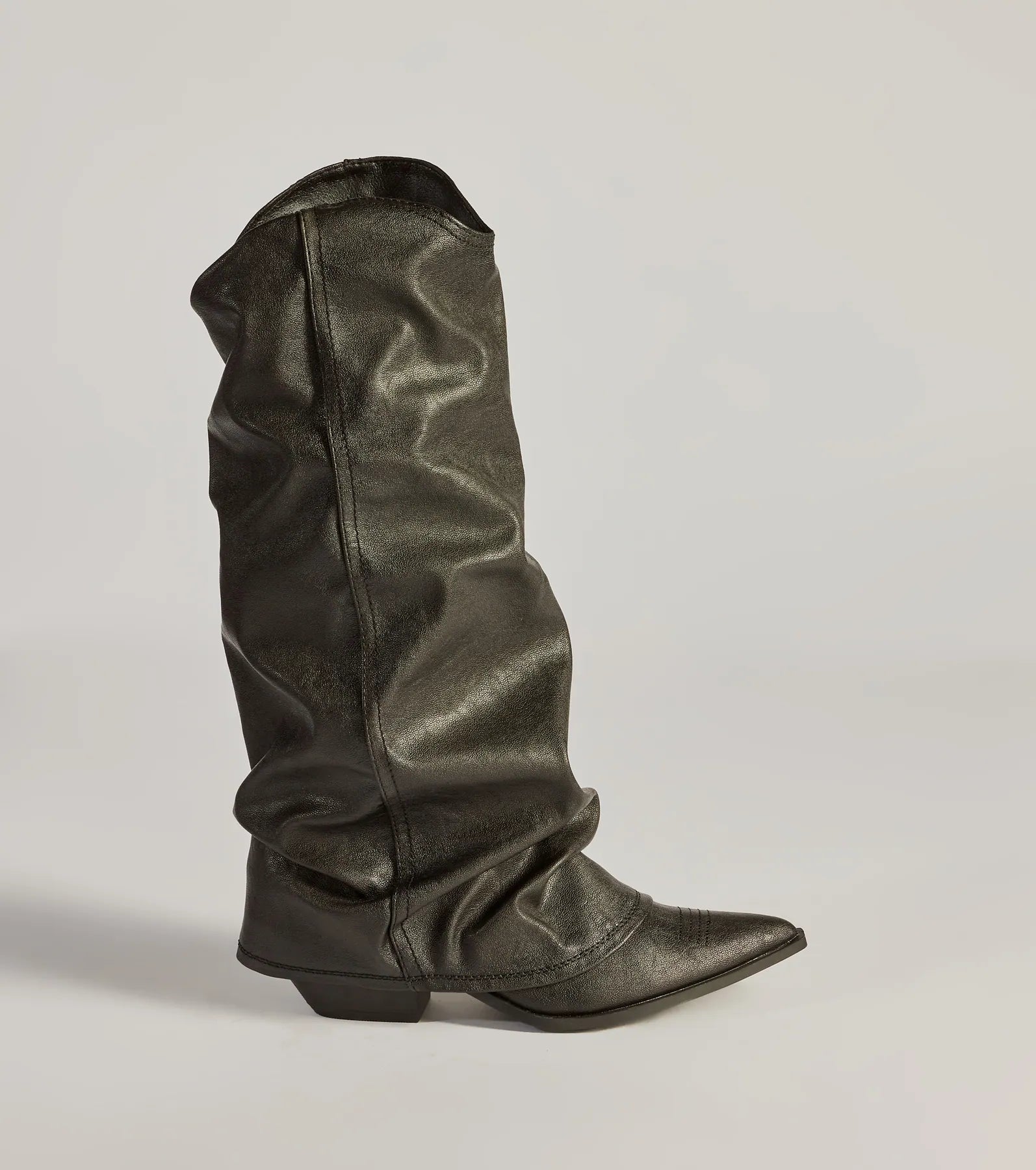 So The Drama Distressed Faux Leather Under-The-Knee Boots