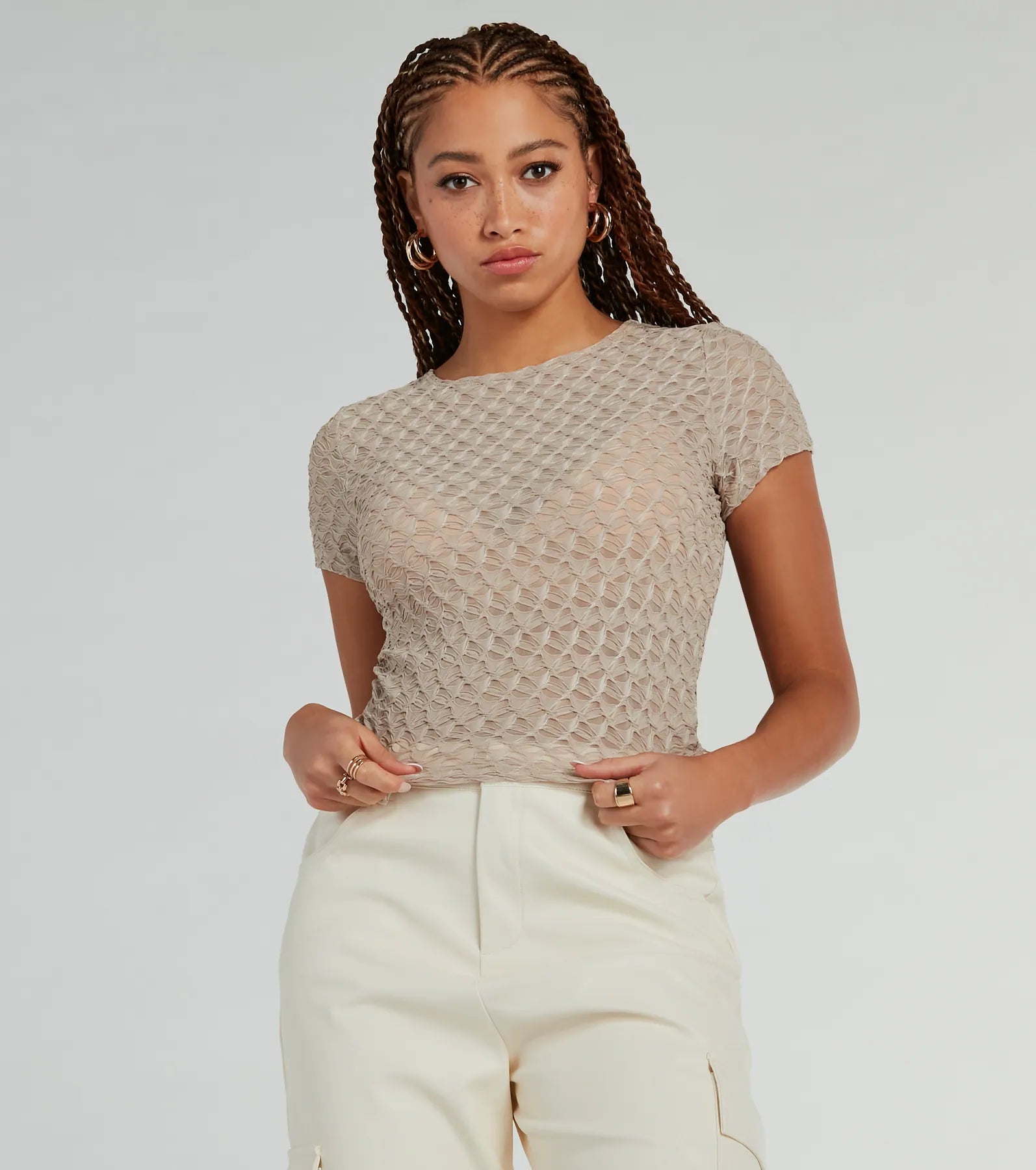 Sultry Sheer Textured Knit Top