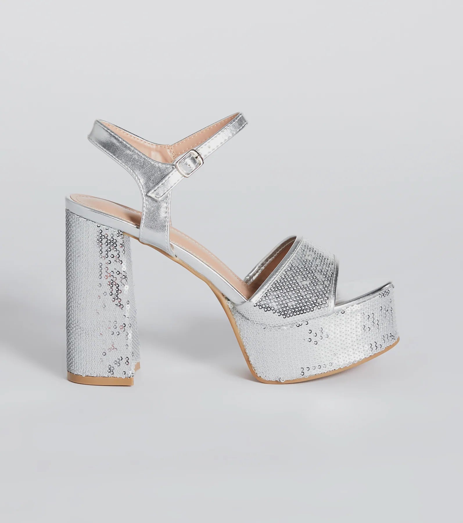 Sparkly Struts Sequin Platform Block Heels