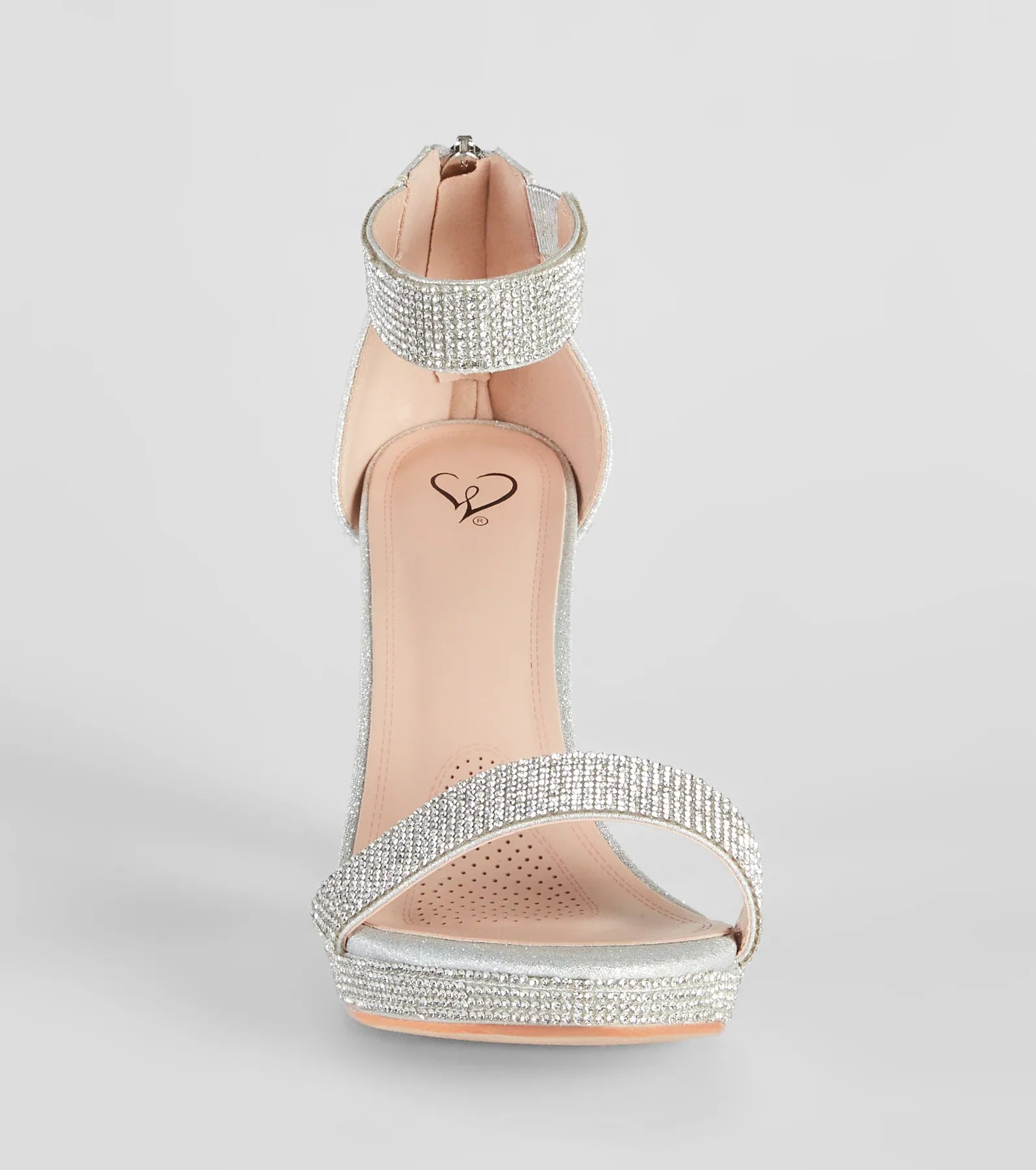 Shimmer In Rhinestone Block Heels