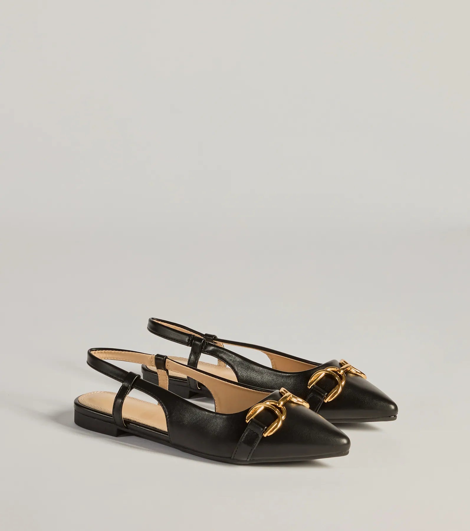 Luxe Allure Pointed-Toe Faux Leather Flats