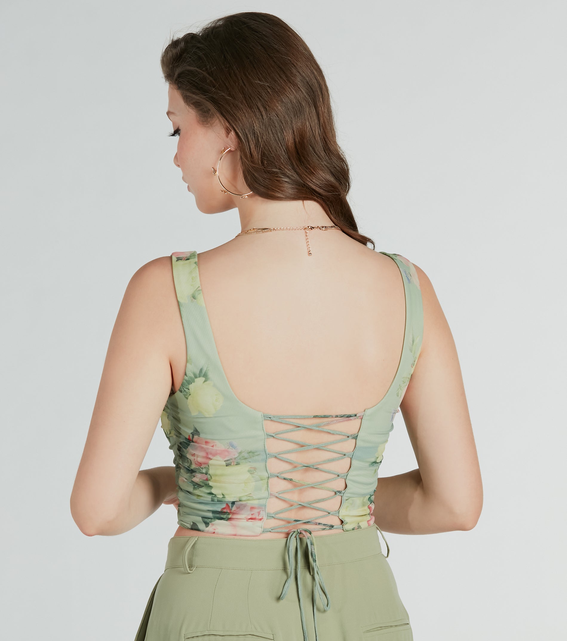 Blooming Beauty Floral Ruched Mesh Corset Top