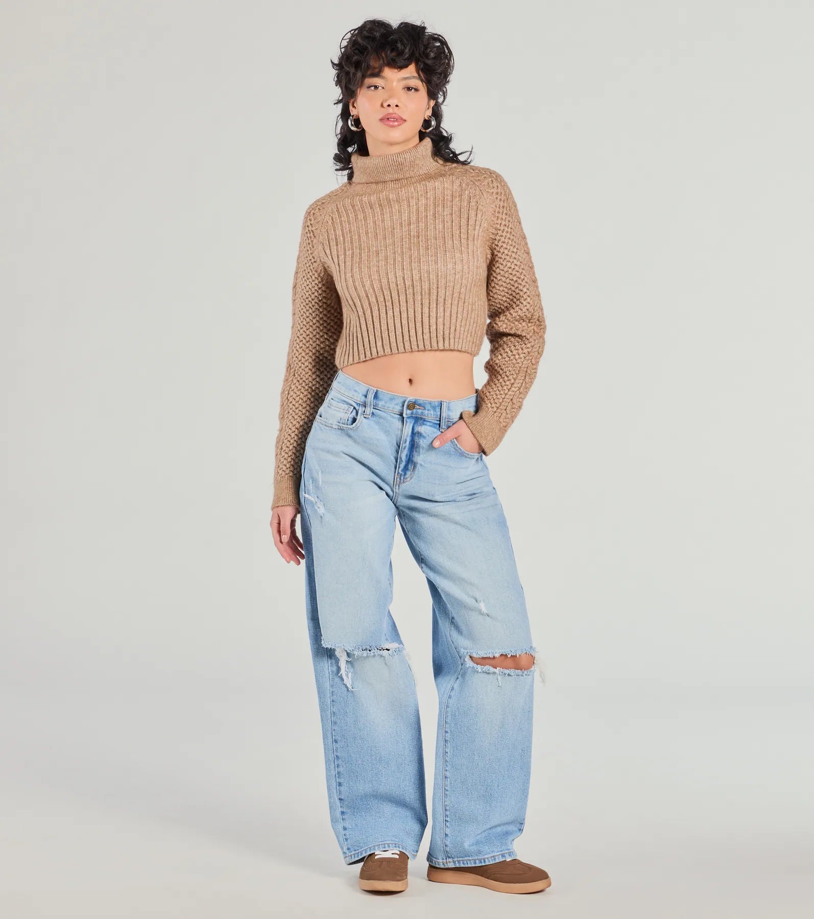 Snuggle Weather Turtleneck Crop Knit Sweater