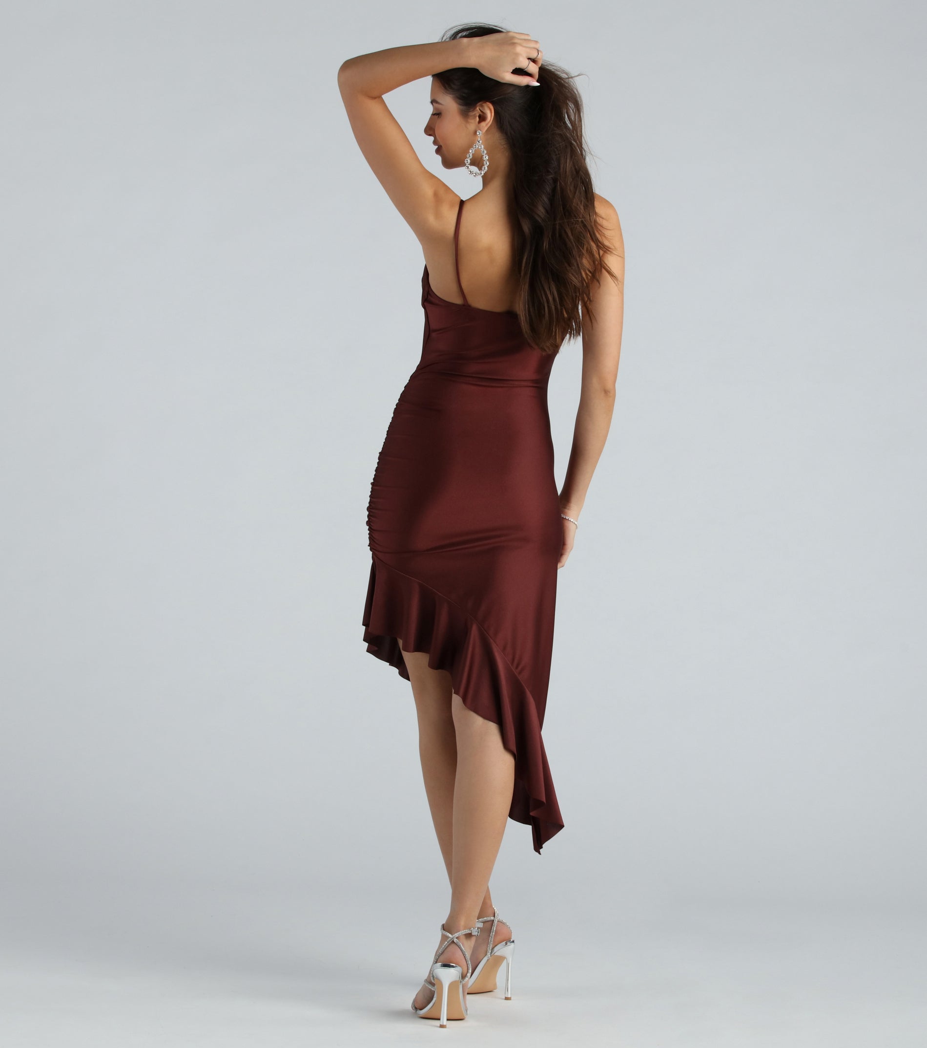 Admire My Moves V-Neck Ruffle Midi Dress