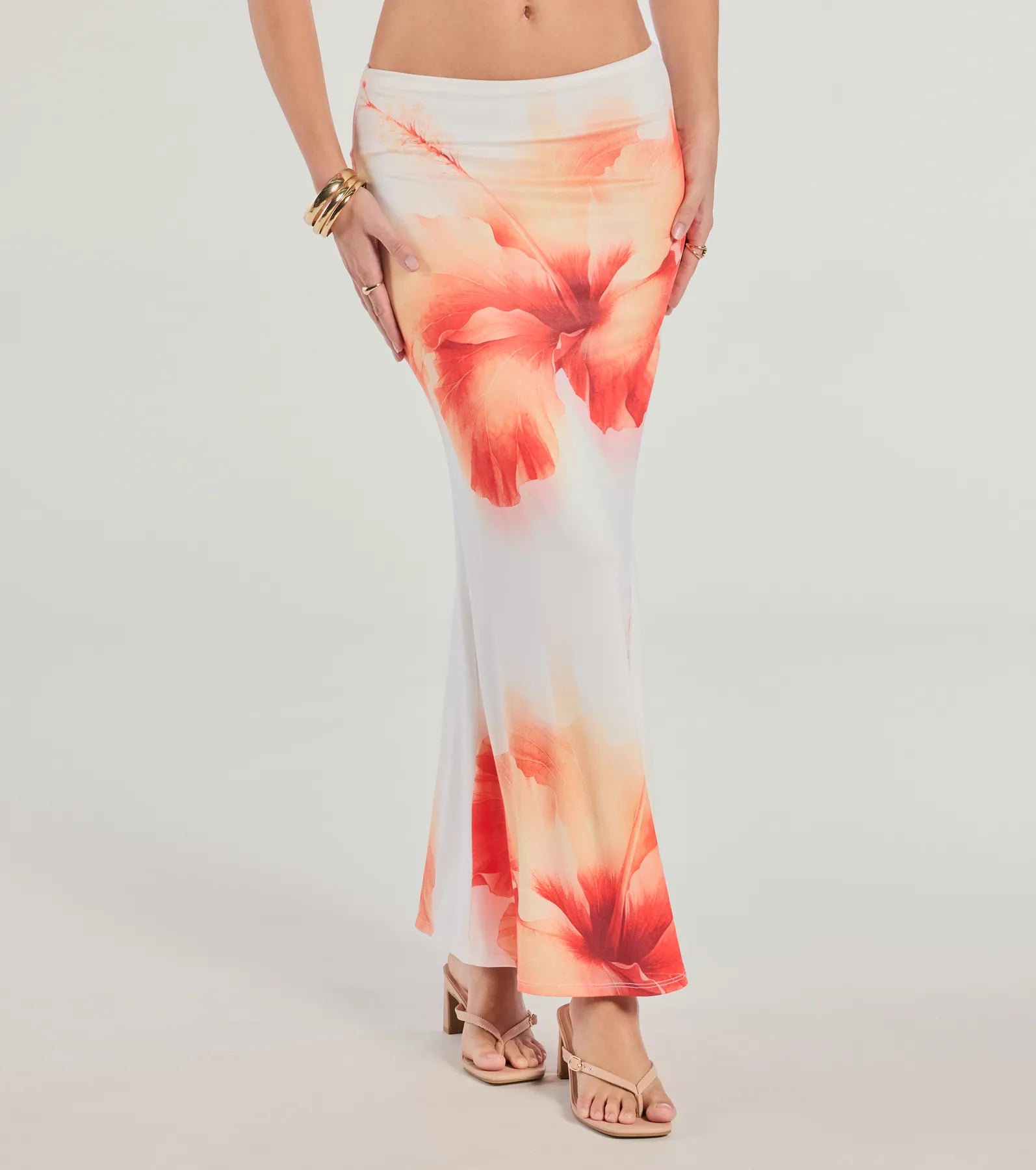 Outside The Lines Floral Print Maxi Skirt