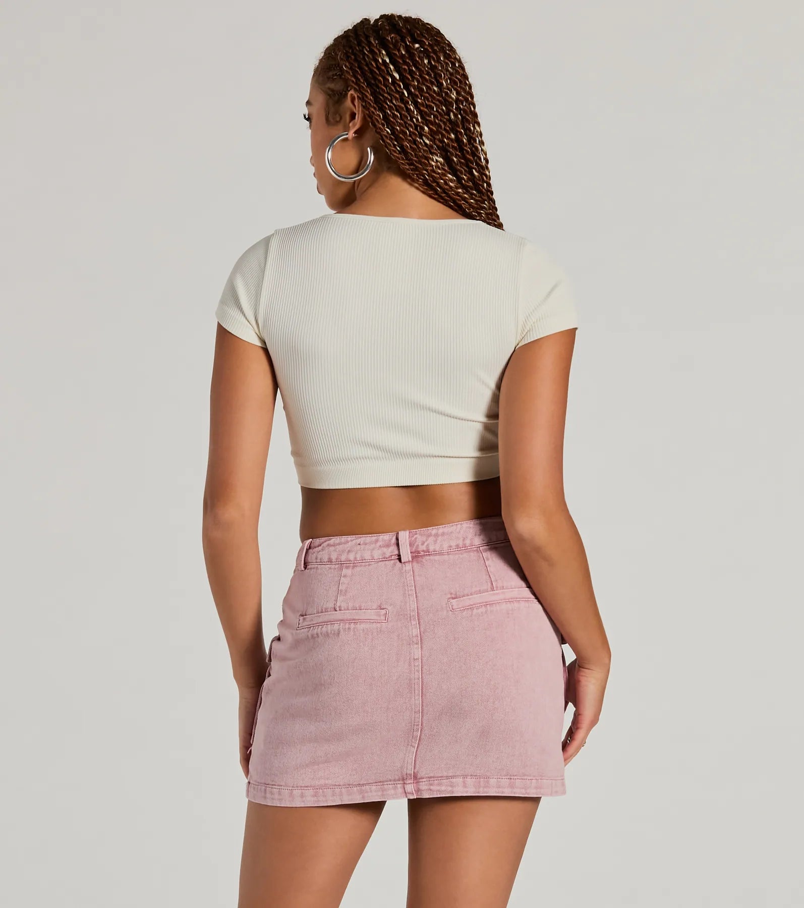 Cool Factor Cargo Denim Mini Skirt