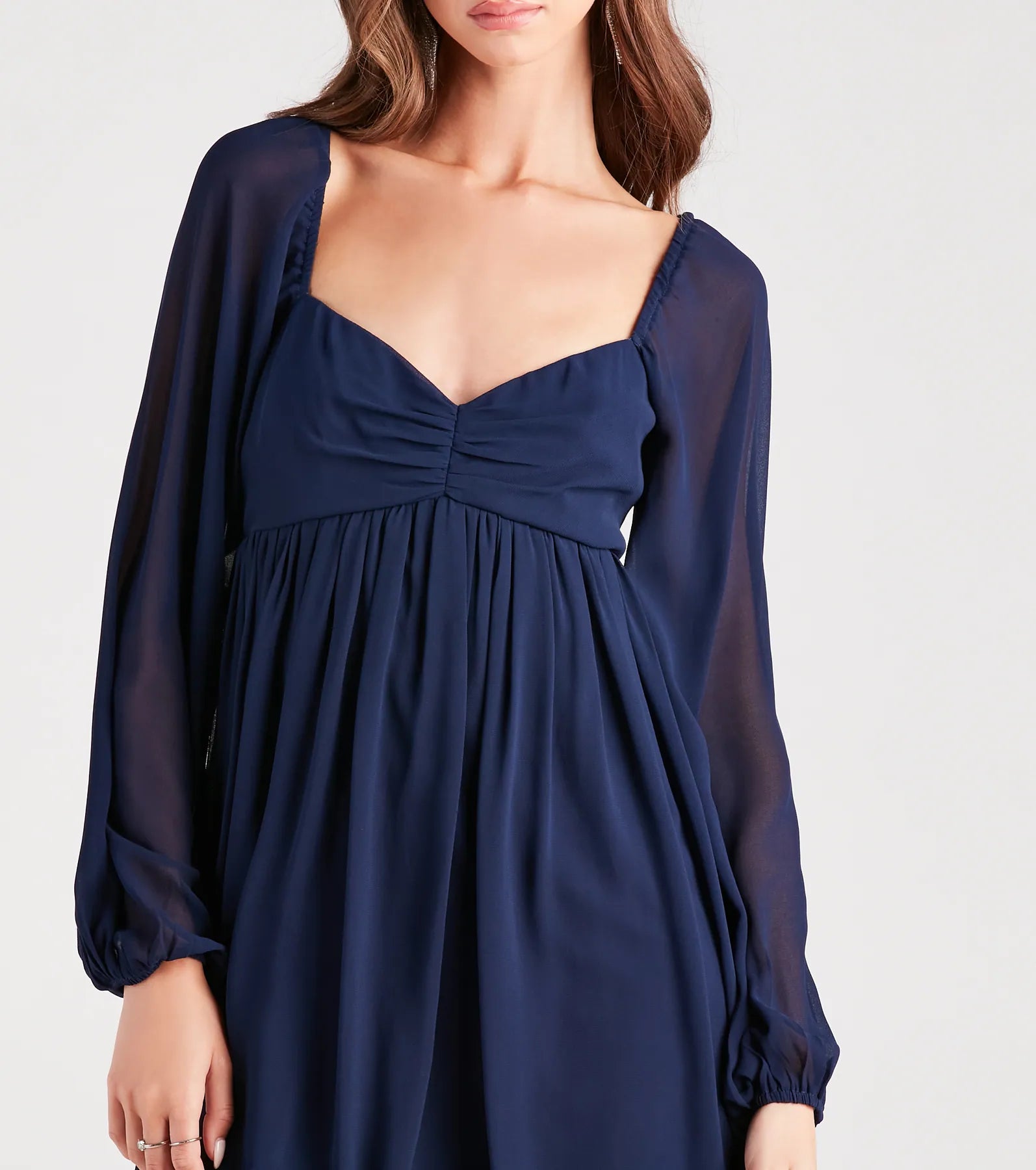 Flowy Feels Chiffon Long Sleeve Babydoll Dress