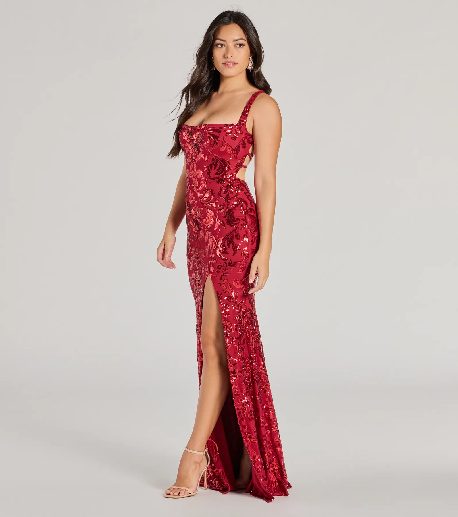 Moira Lace-Up Mermaid Sequin Formal Dress