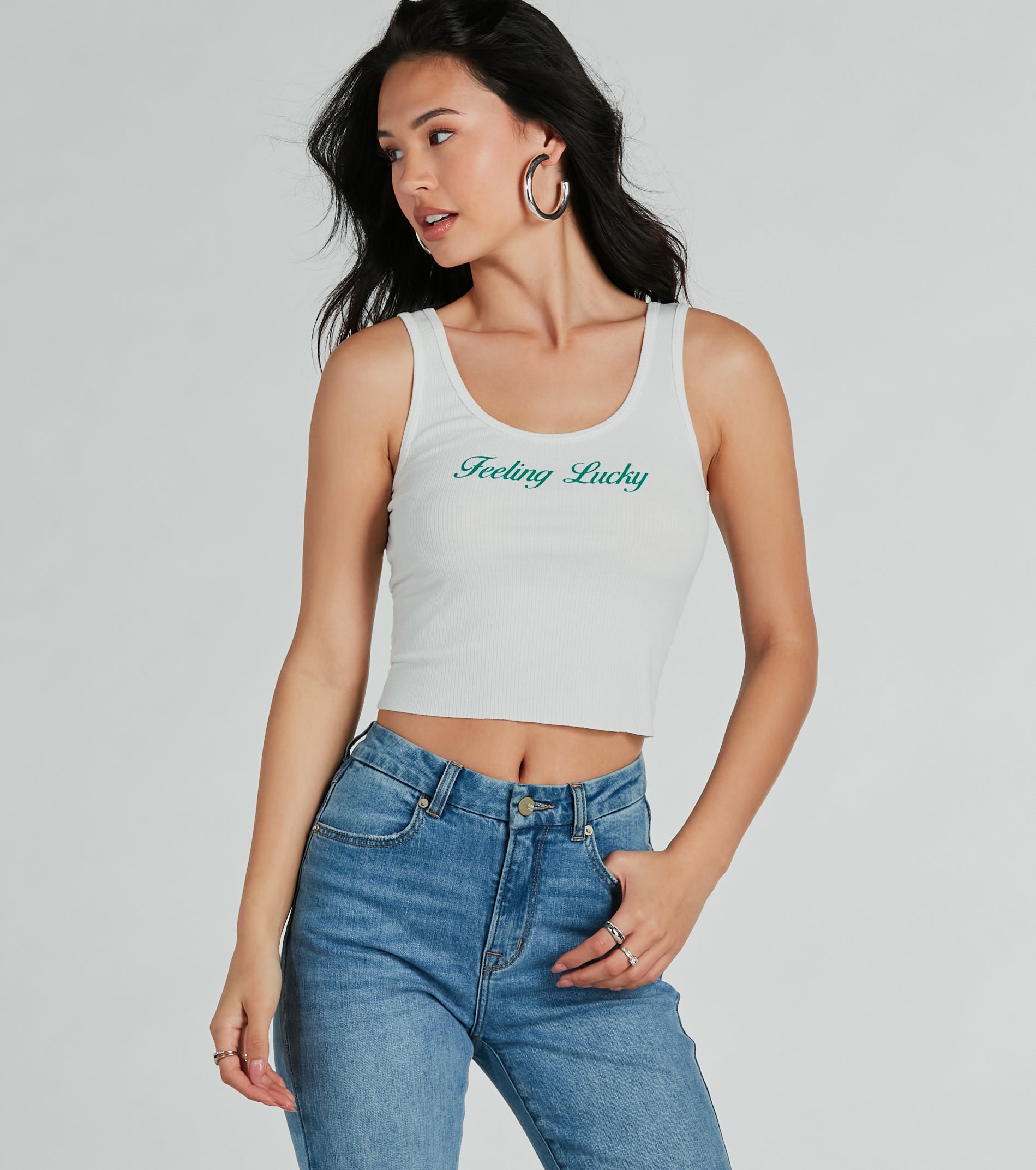 Feeling Lucky Graphic Tank Crop Top