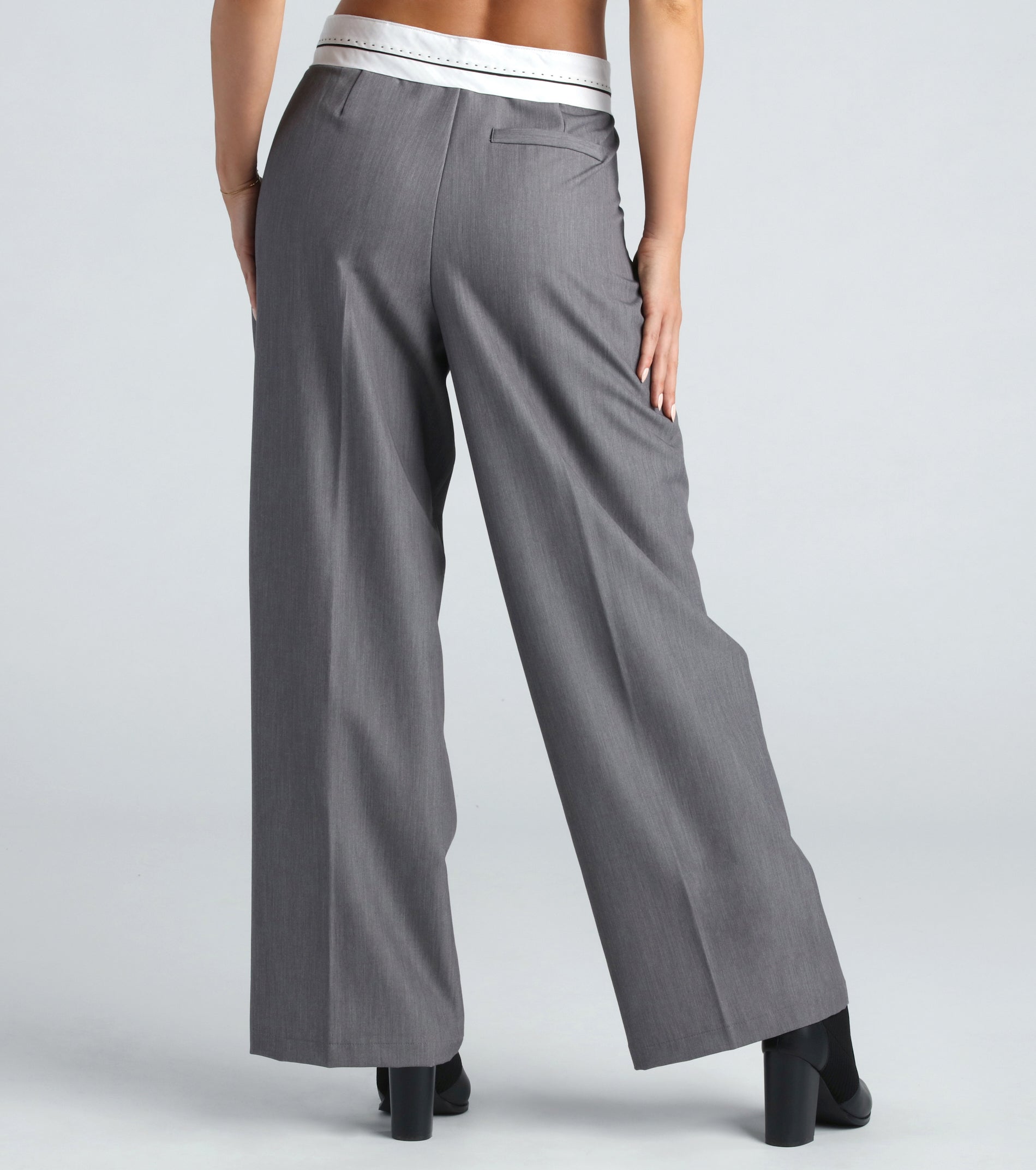 Cool-Girl Confidence Contrast Waist Trouser Pants