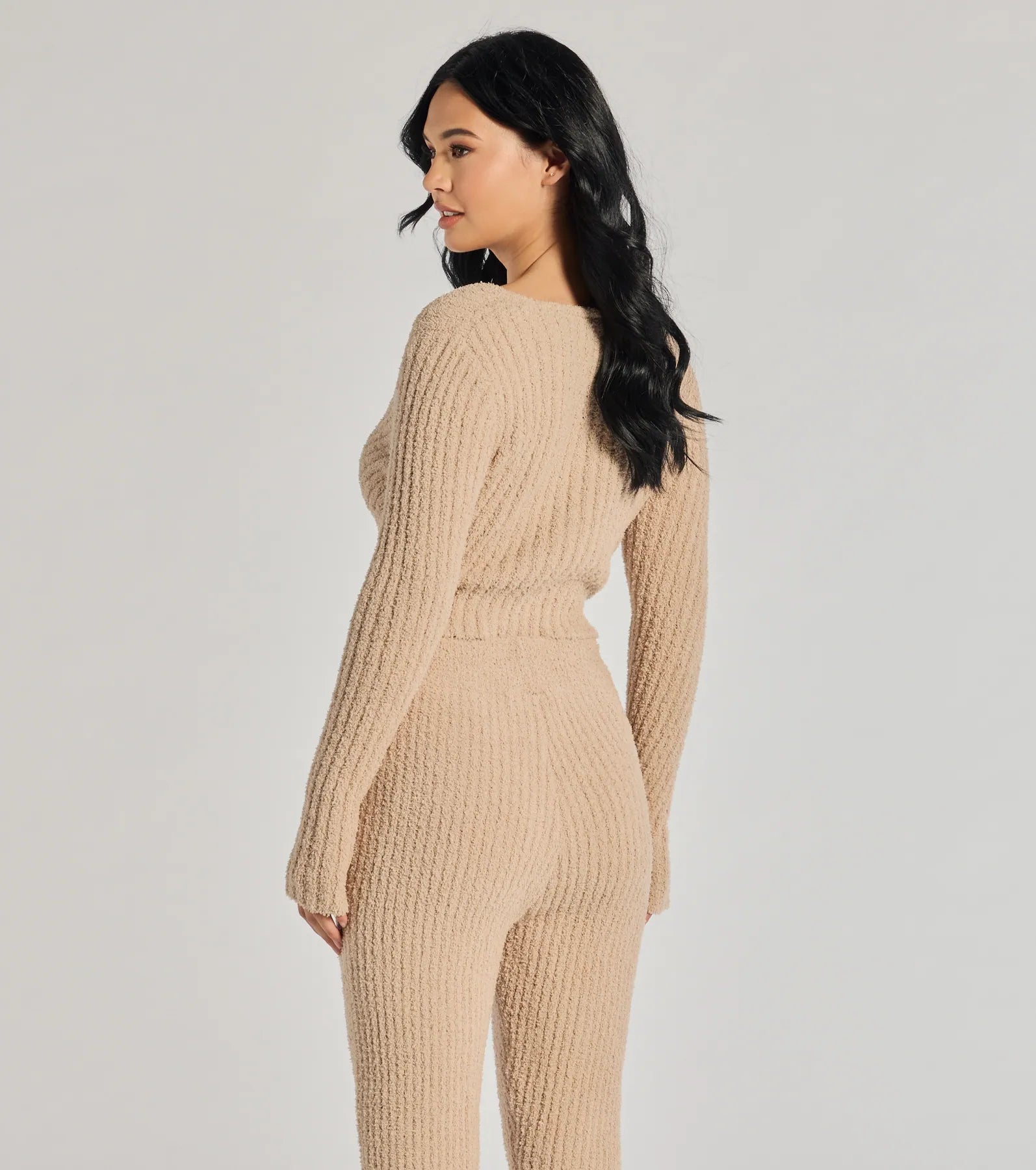 Cozy Life Chenille Knit Twist-Front Crop Top