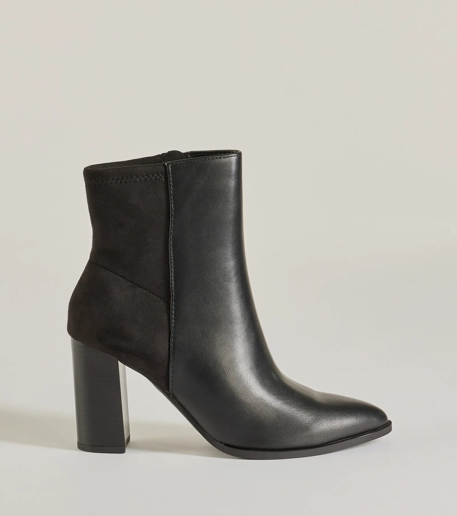 Chic Staple Faux Leather and Faux Suede Ankle Booties