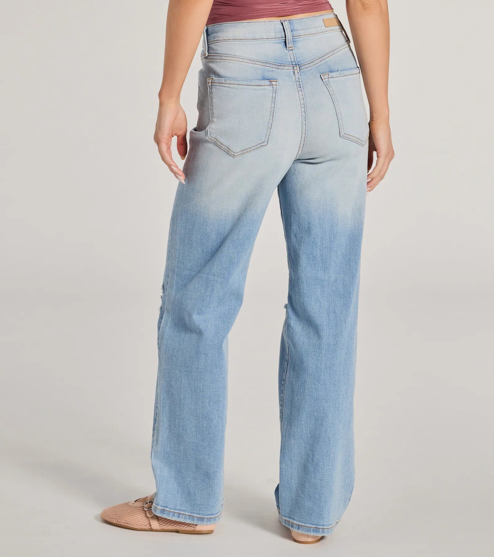 Effortlessly Casual High-Rise Distressed Dad Jeans