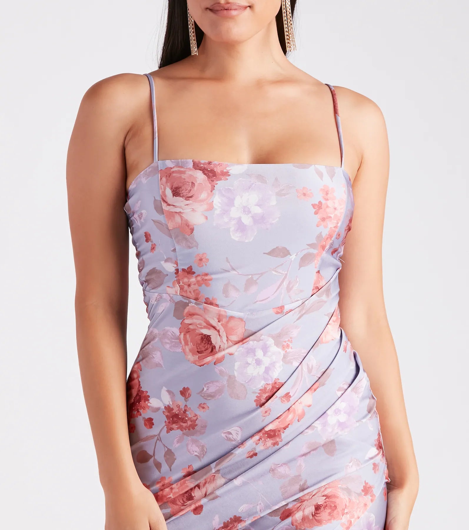 Made You Wink Floral Satin Midi Dress