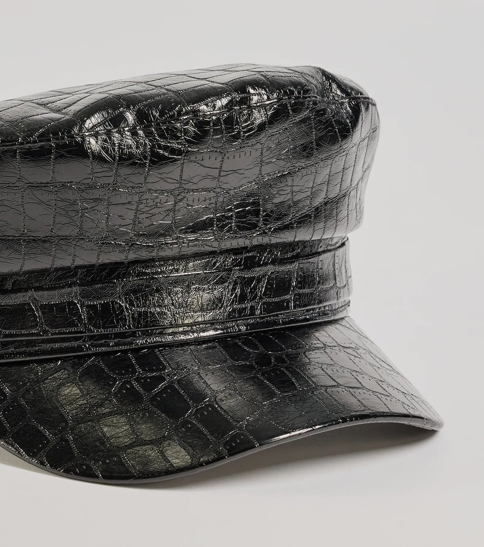 Edgy Sleek Croc-Embossed Cabbie Hat