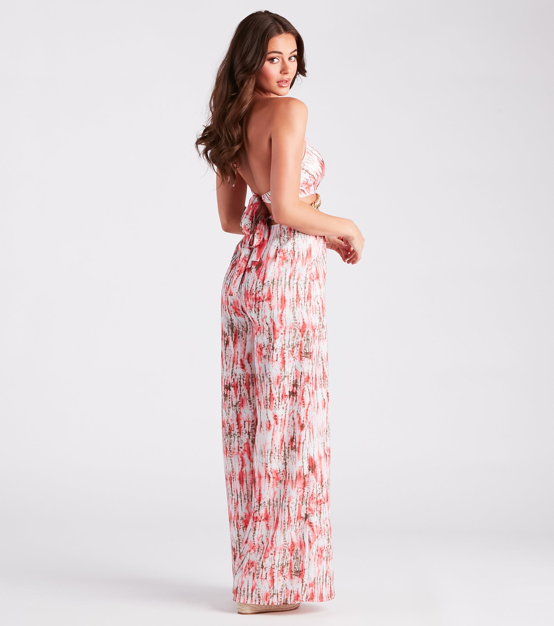 Feelin' Artsy Abstract Print Cutout Jumpsuit