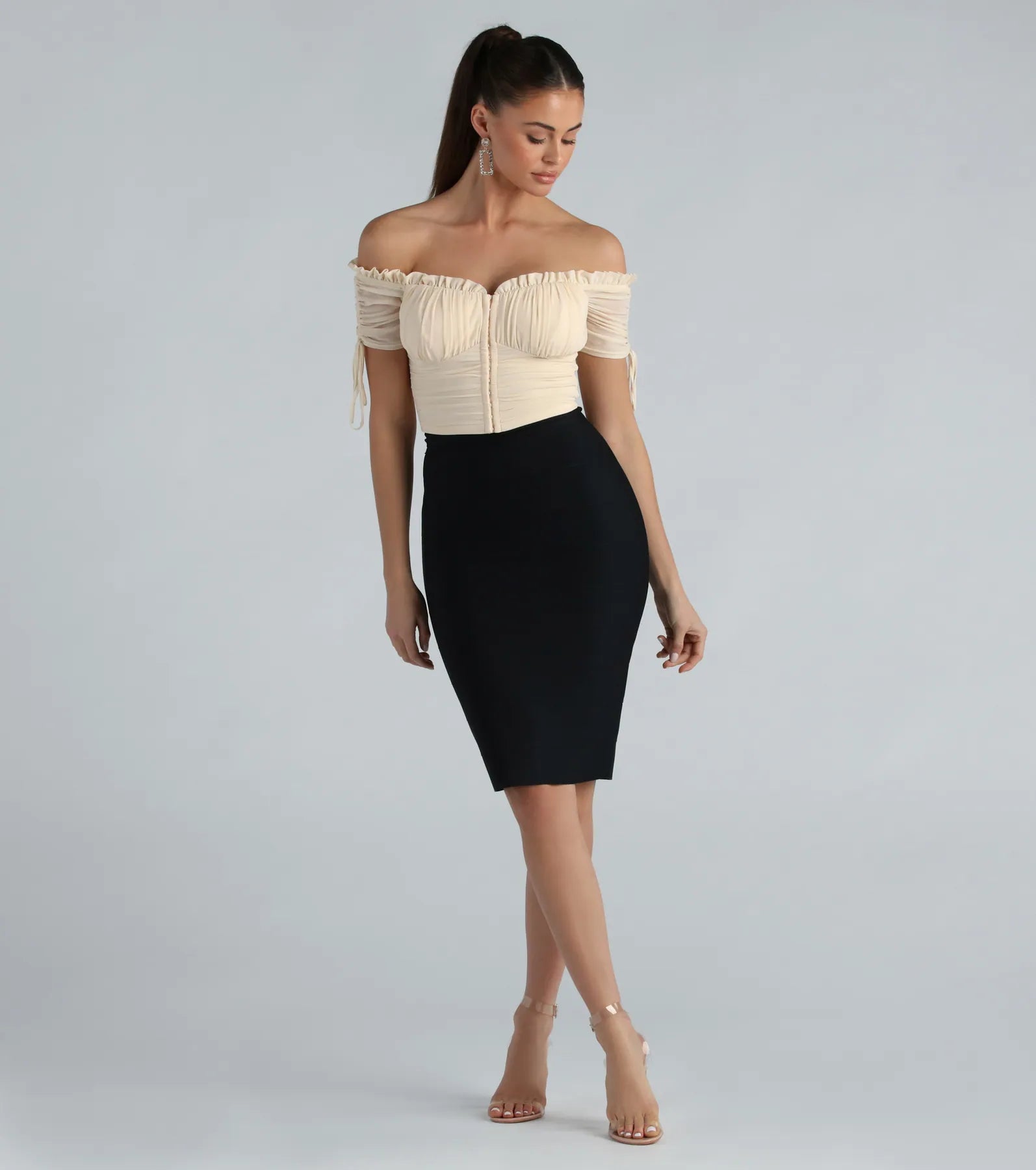 Stylish And Sculpted Bandage Midi Skirt