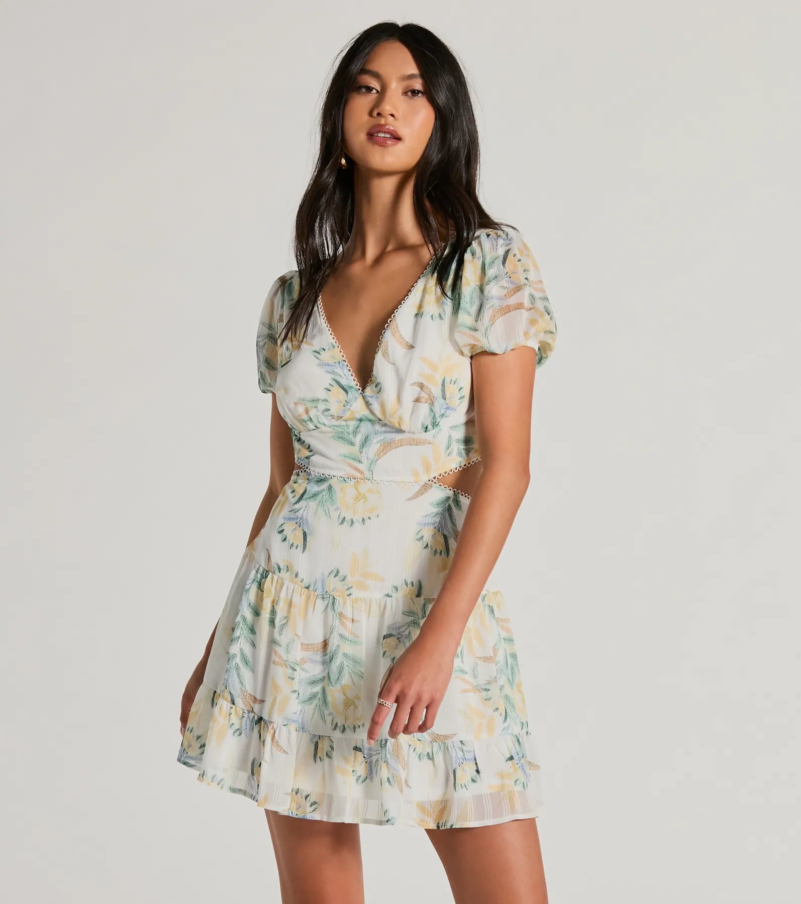 Island Oasis Tropical Cutout Skater Dress