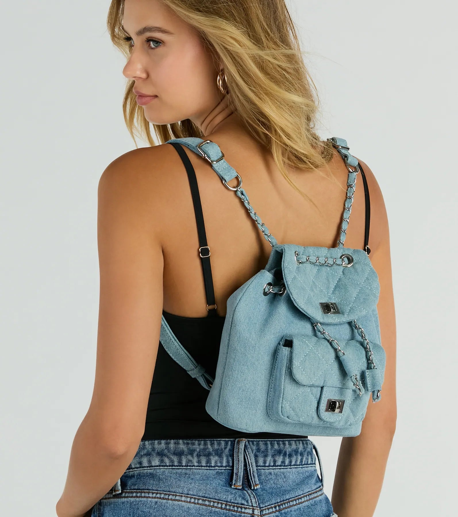 Main One Quilted Denim Mini Backpack