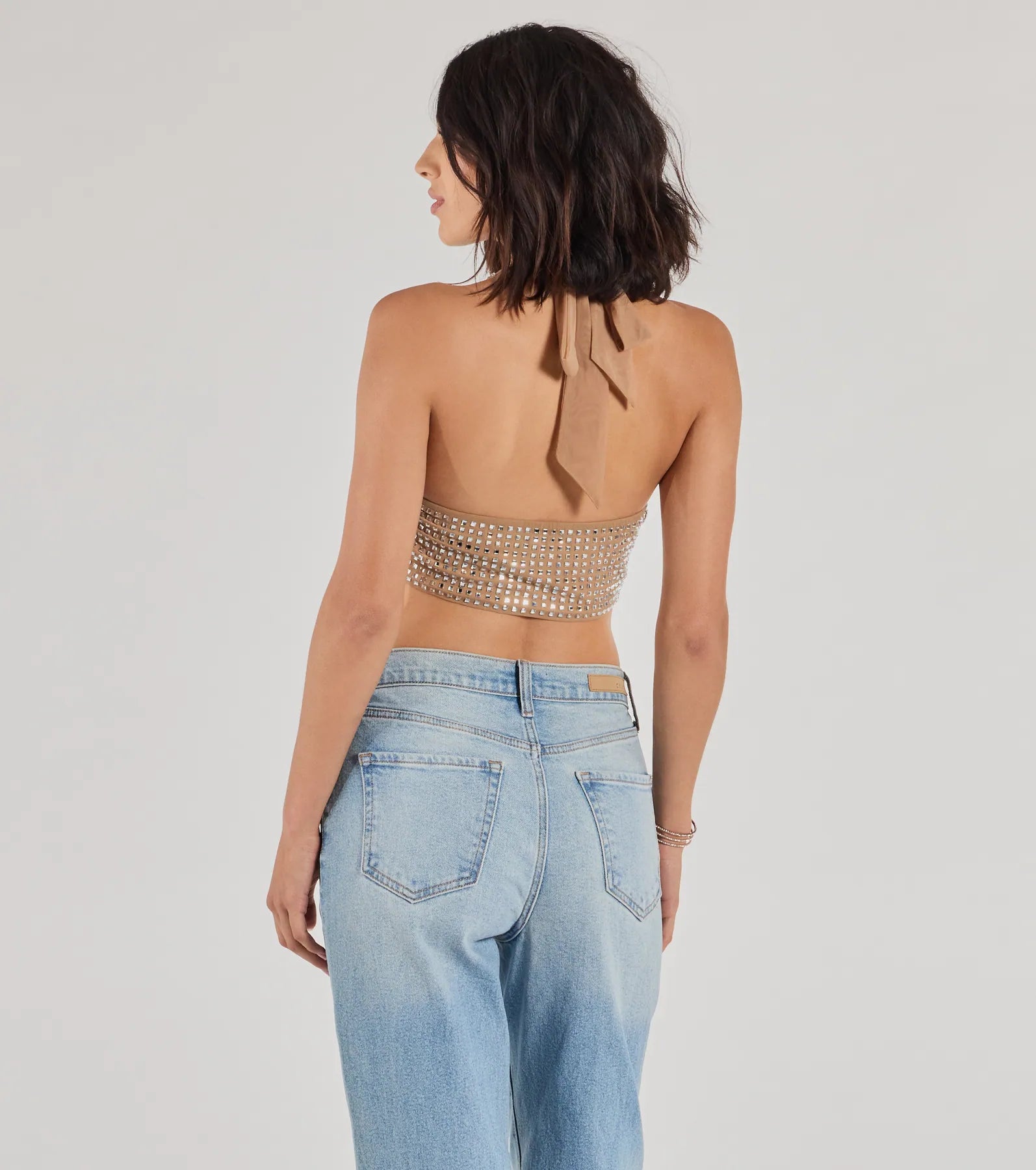 Party Diva Cropped Rhinestone Halter Top