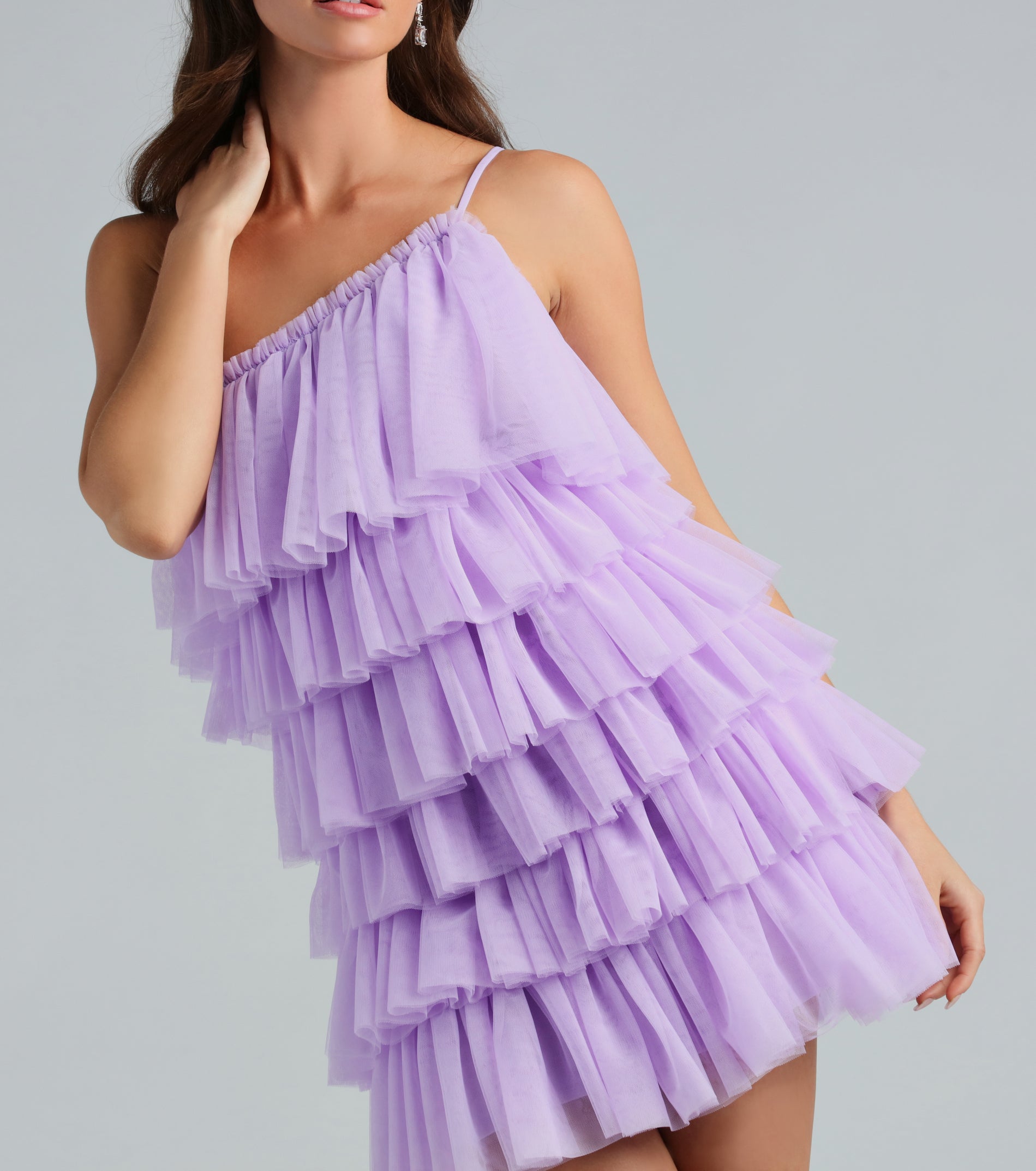 Sawyer Tulle One Shoulder A-Line Short Dress