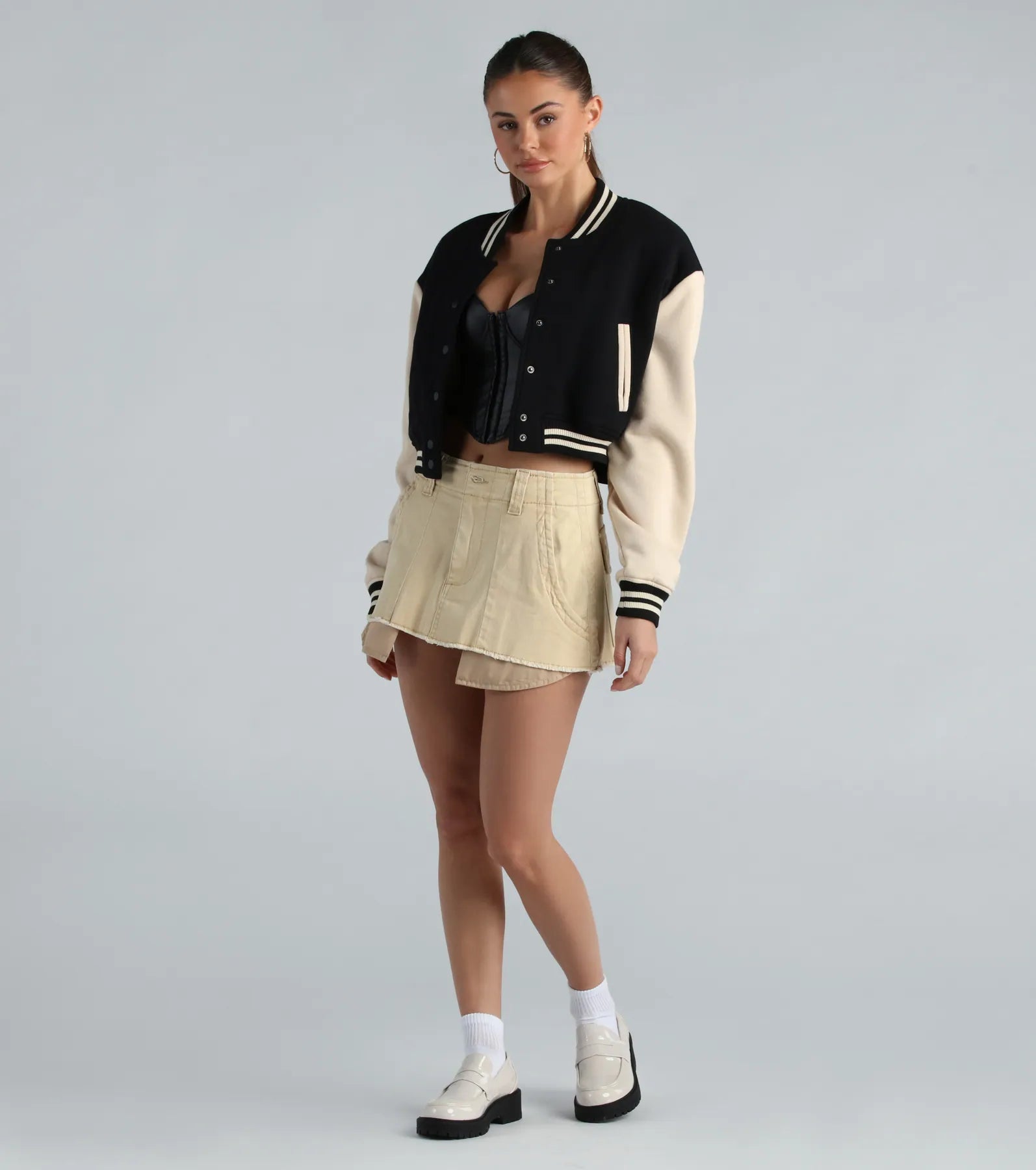 All-Star Style Faux Sherpa Varisty Jacket