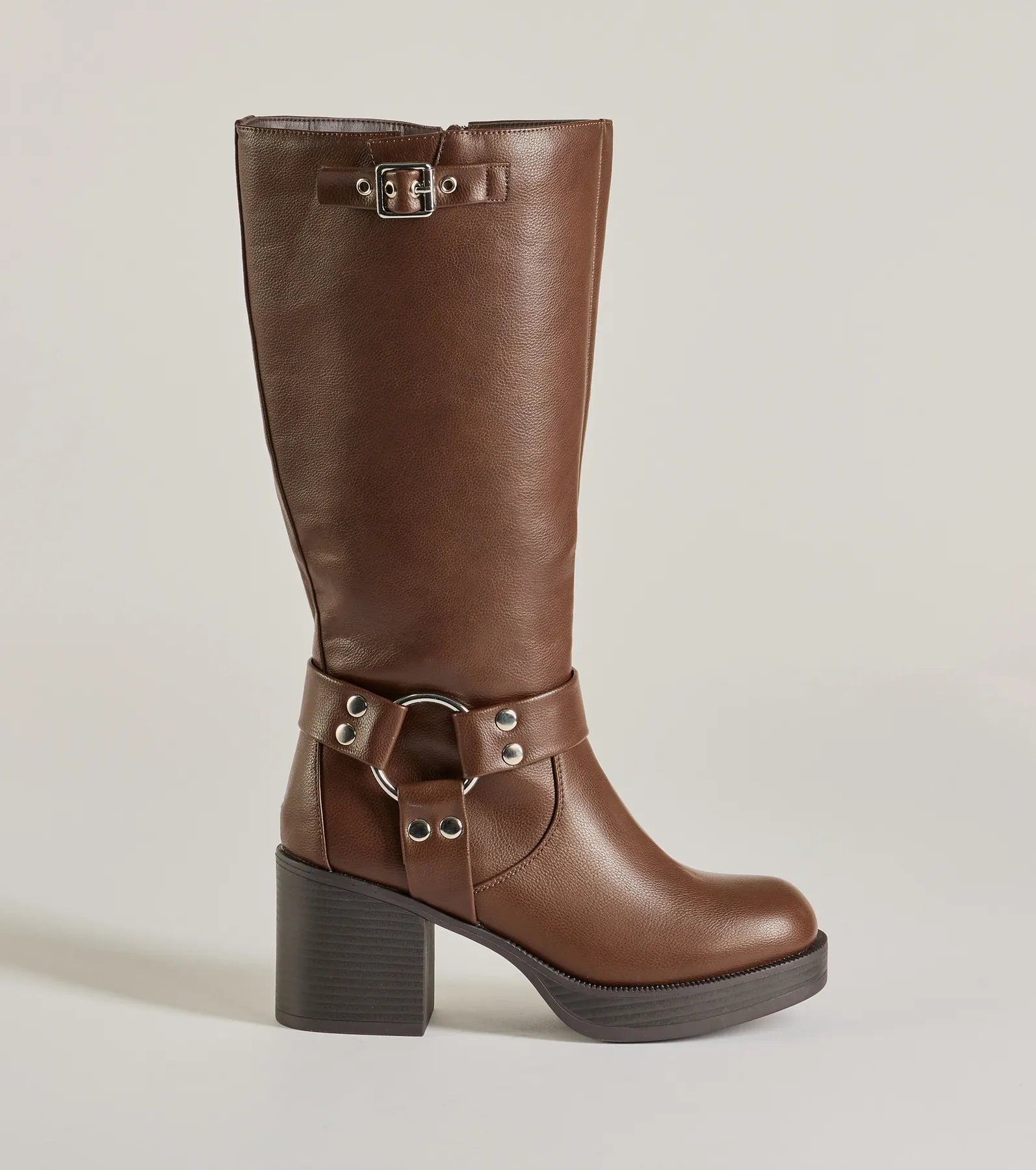 Chic Edge Under-The-Knee Moto Platform Boots