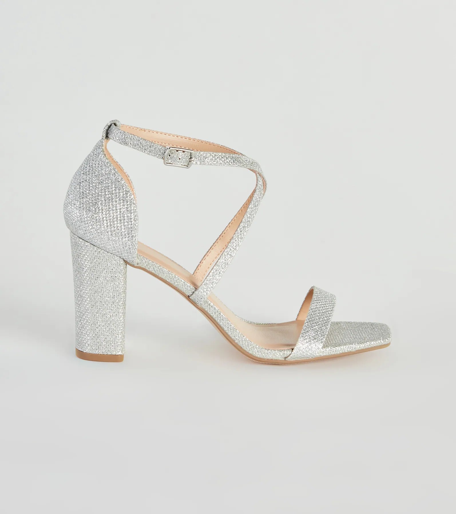 About The Sparkle Glitter Mesh Block Heels